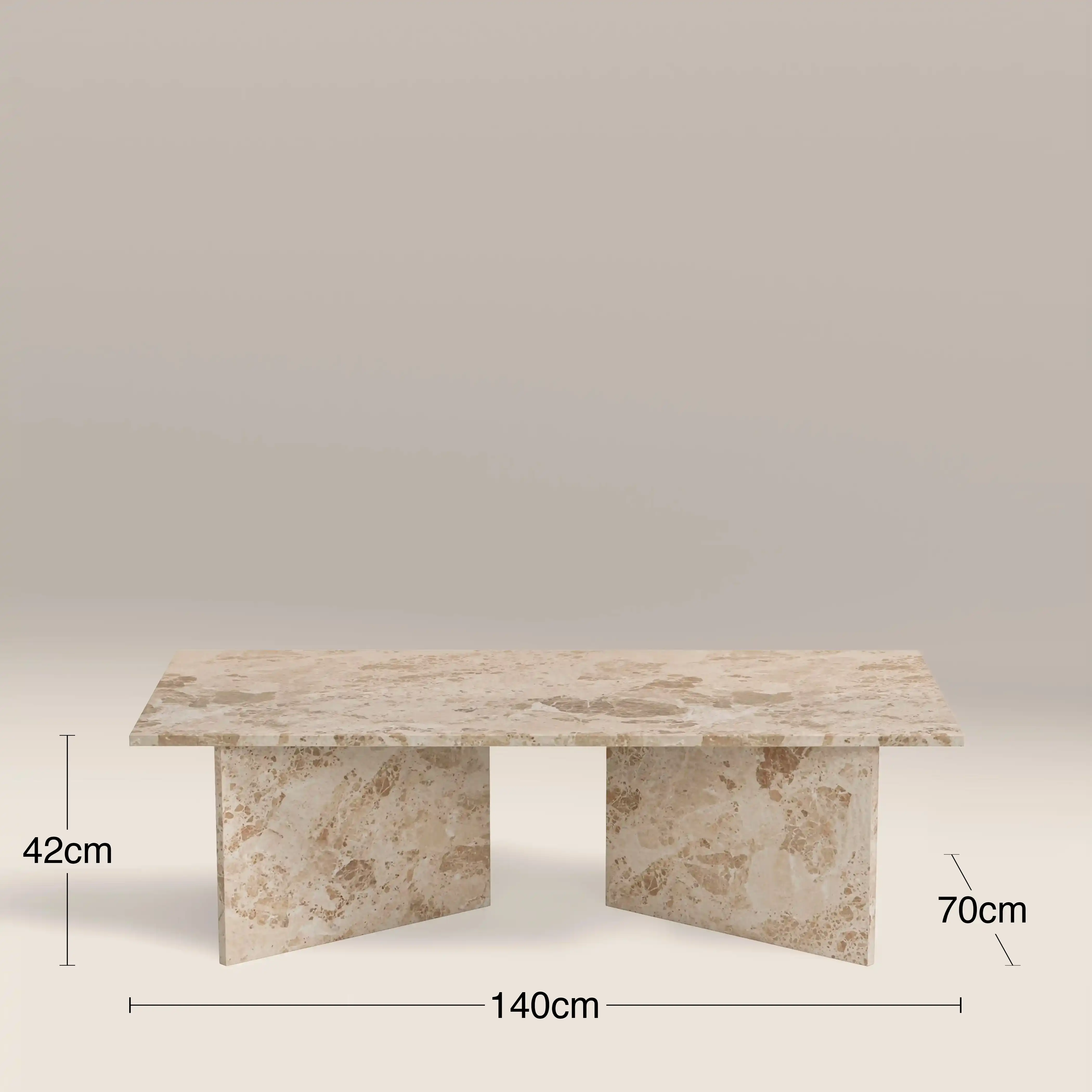 Vega Rectangle Coffee Table | Latte Marble - Image 5
