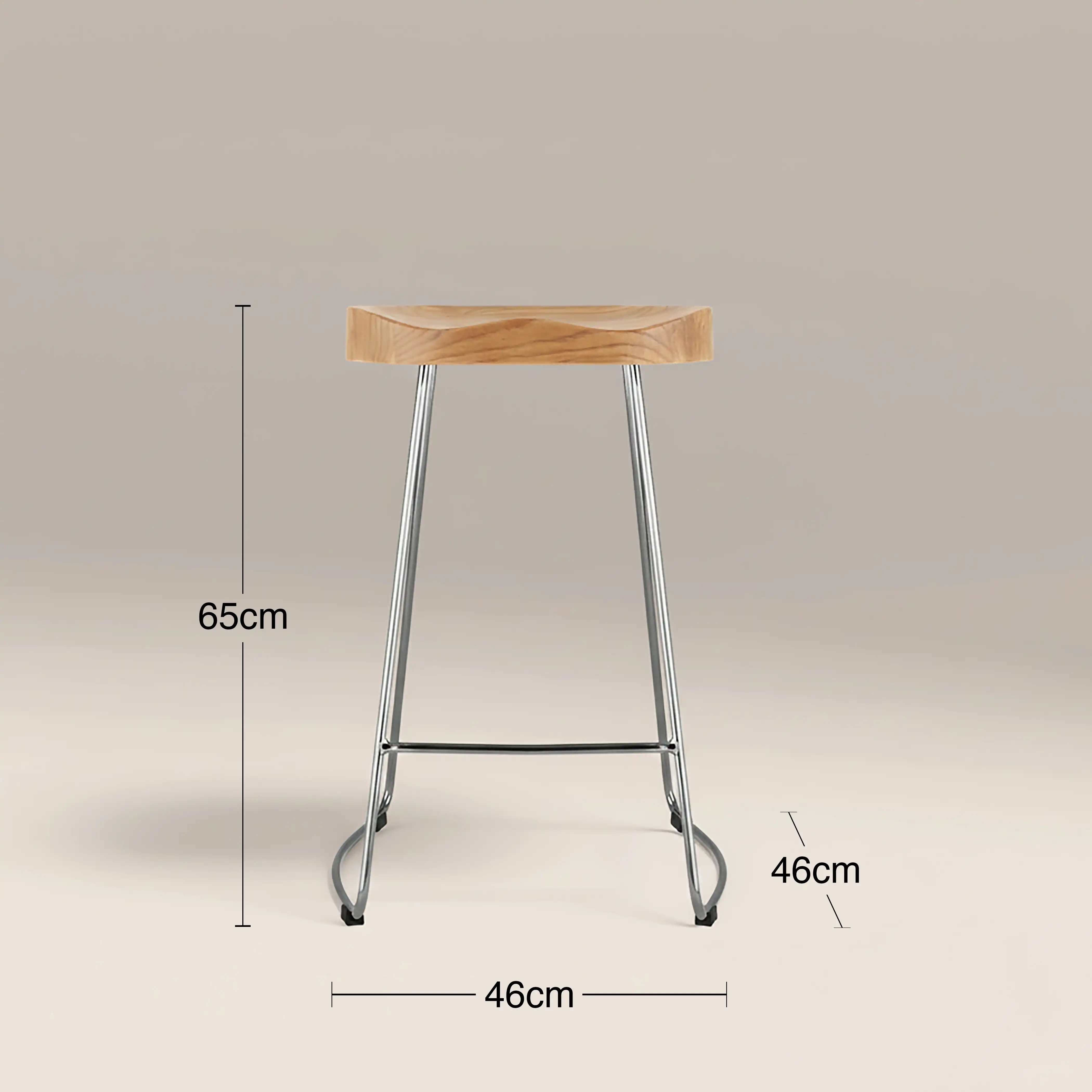 Victoria Kitchen Stool | Natural & Chrome - Image 5