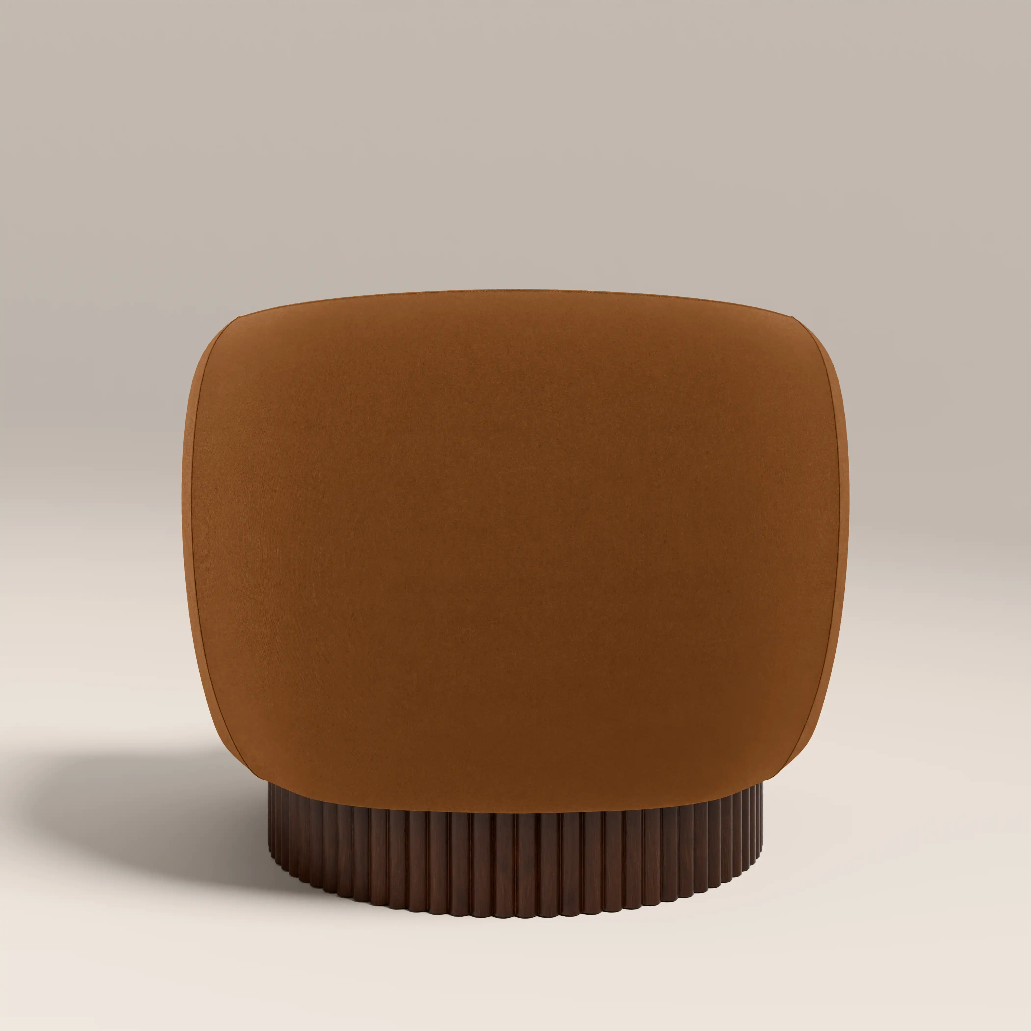 Viva Swivel Armchair | Caramel Brown Sustainable Mohair Velvet & Walnut - Image 6