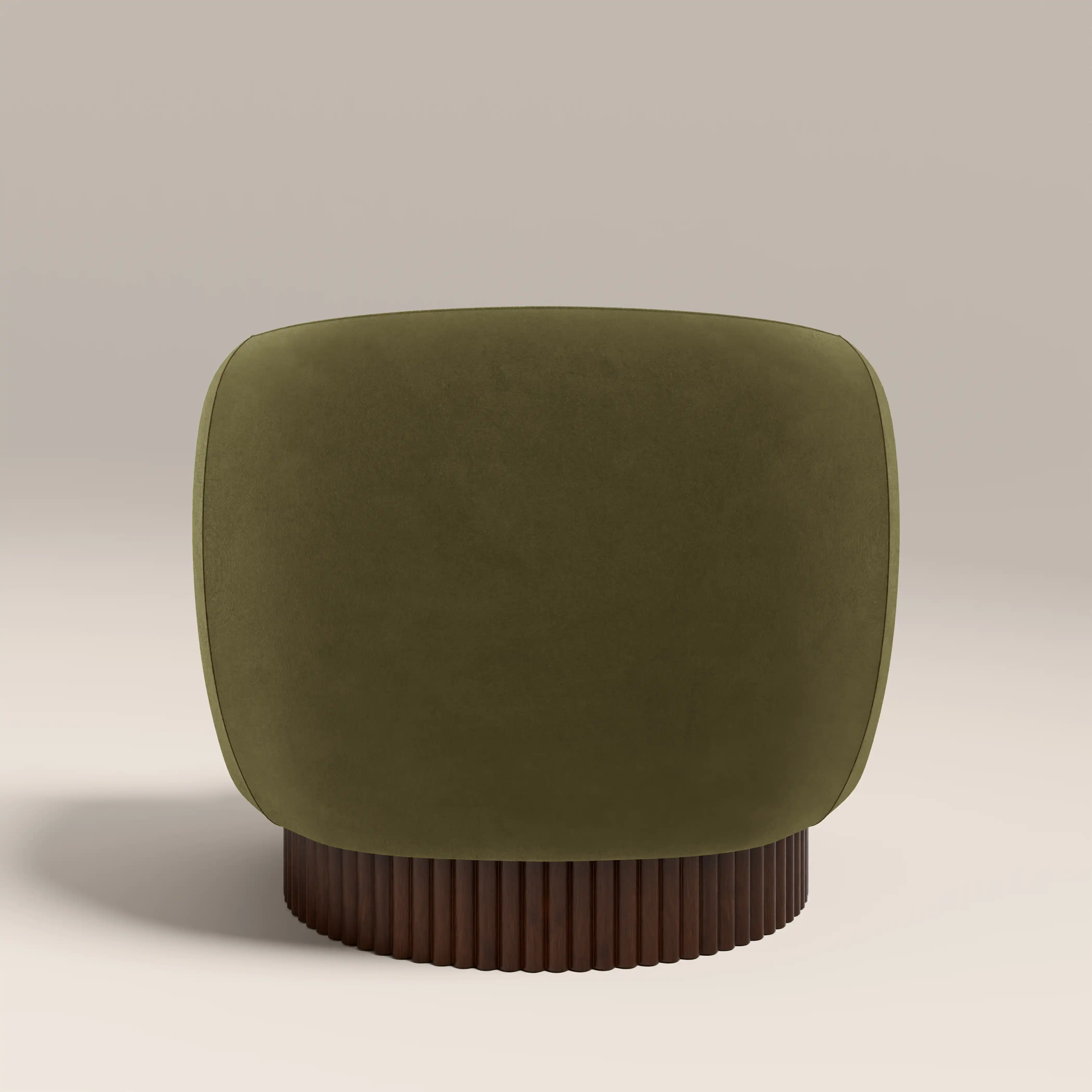 Viva Swivel Armchair | Moss Green Sustainable Mohair Velvet & Walnut - Image 7