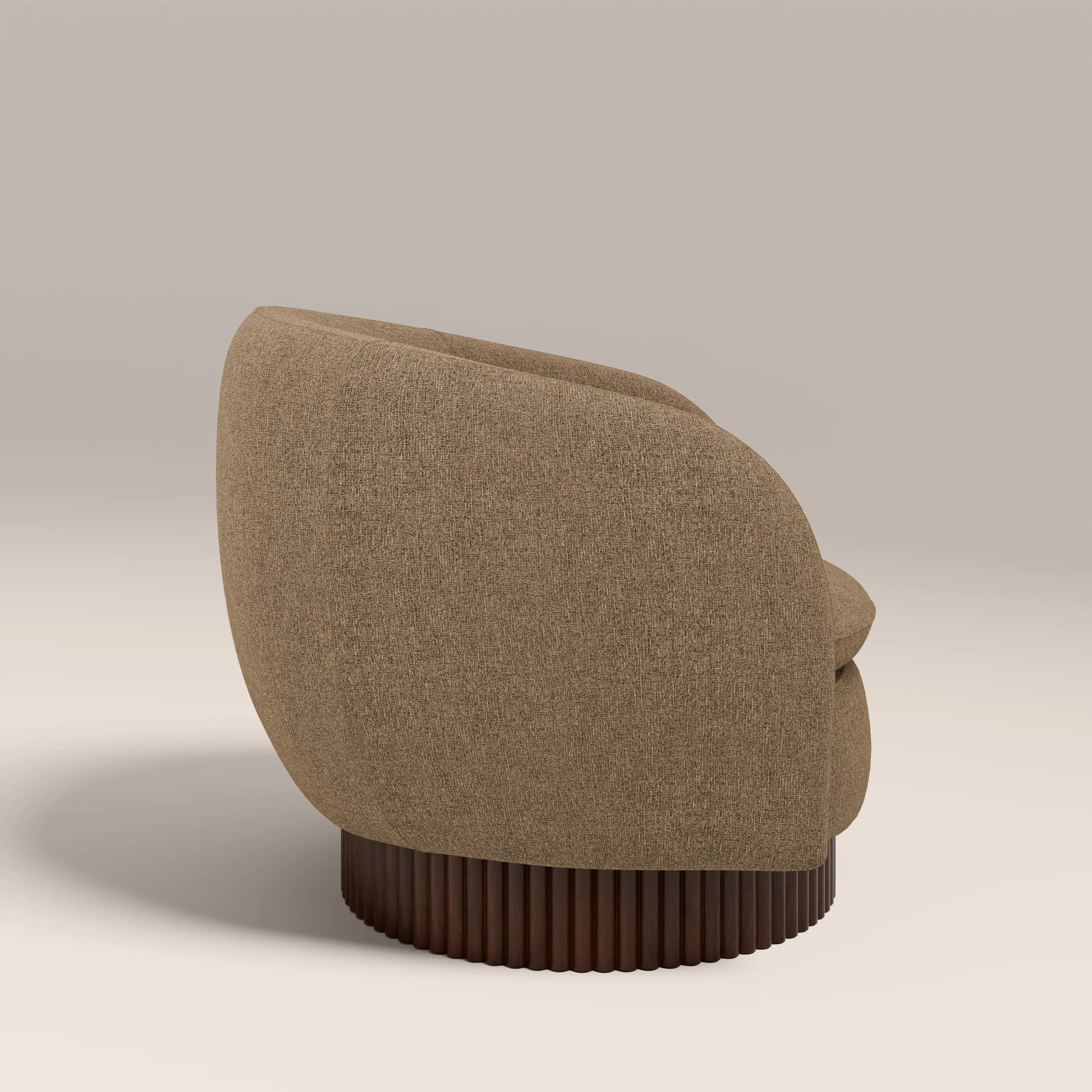 Viva Swivel Armchair | Speckled Cappuccino Boucle & Walnut - Image 4