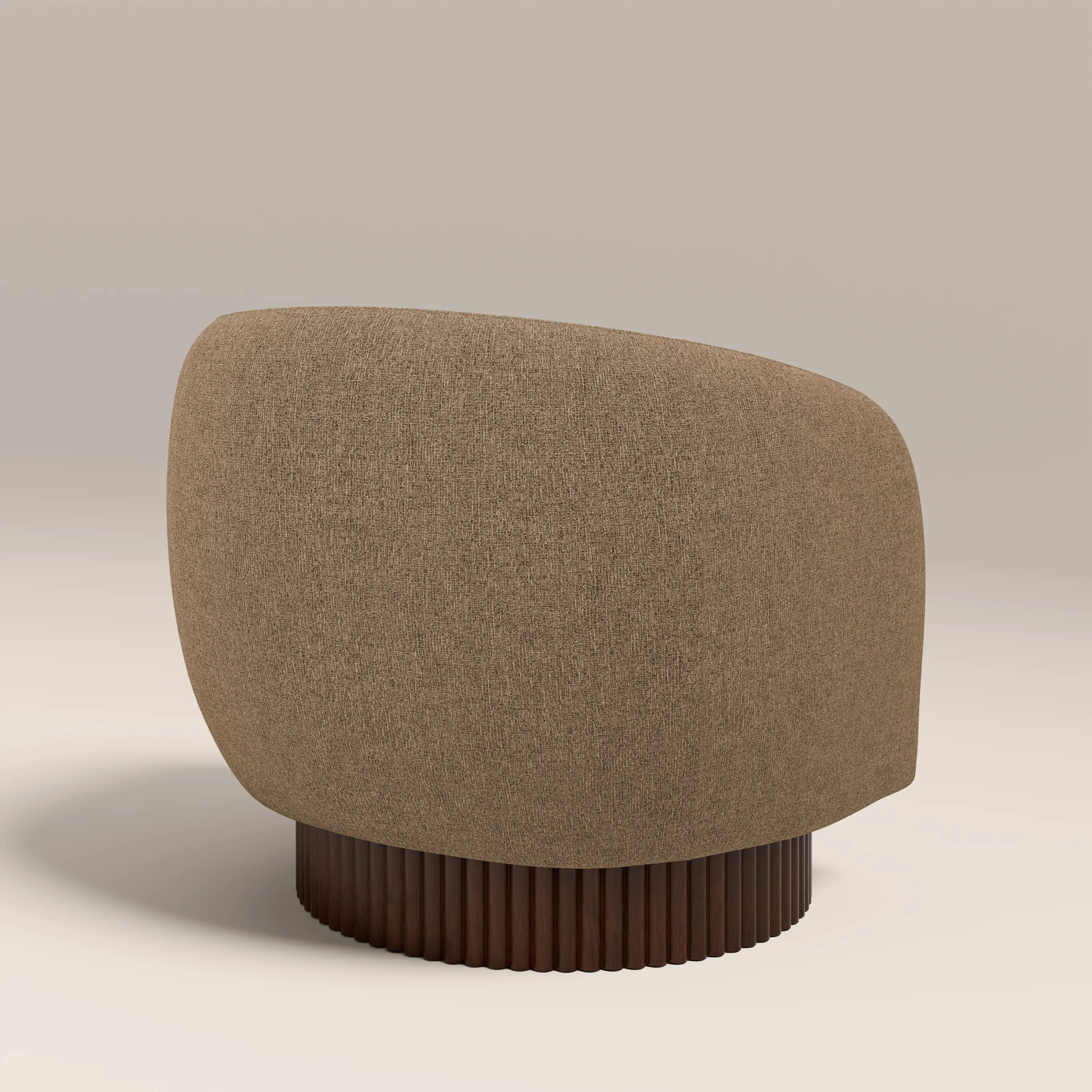 Viva Swivel Armchair | Speckled Cappuccino Boucle & Walnut - Image 5