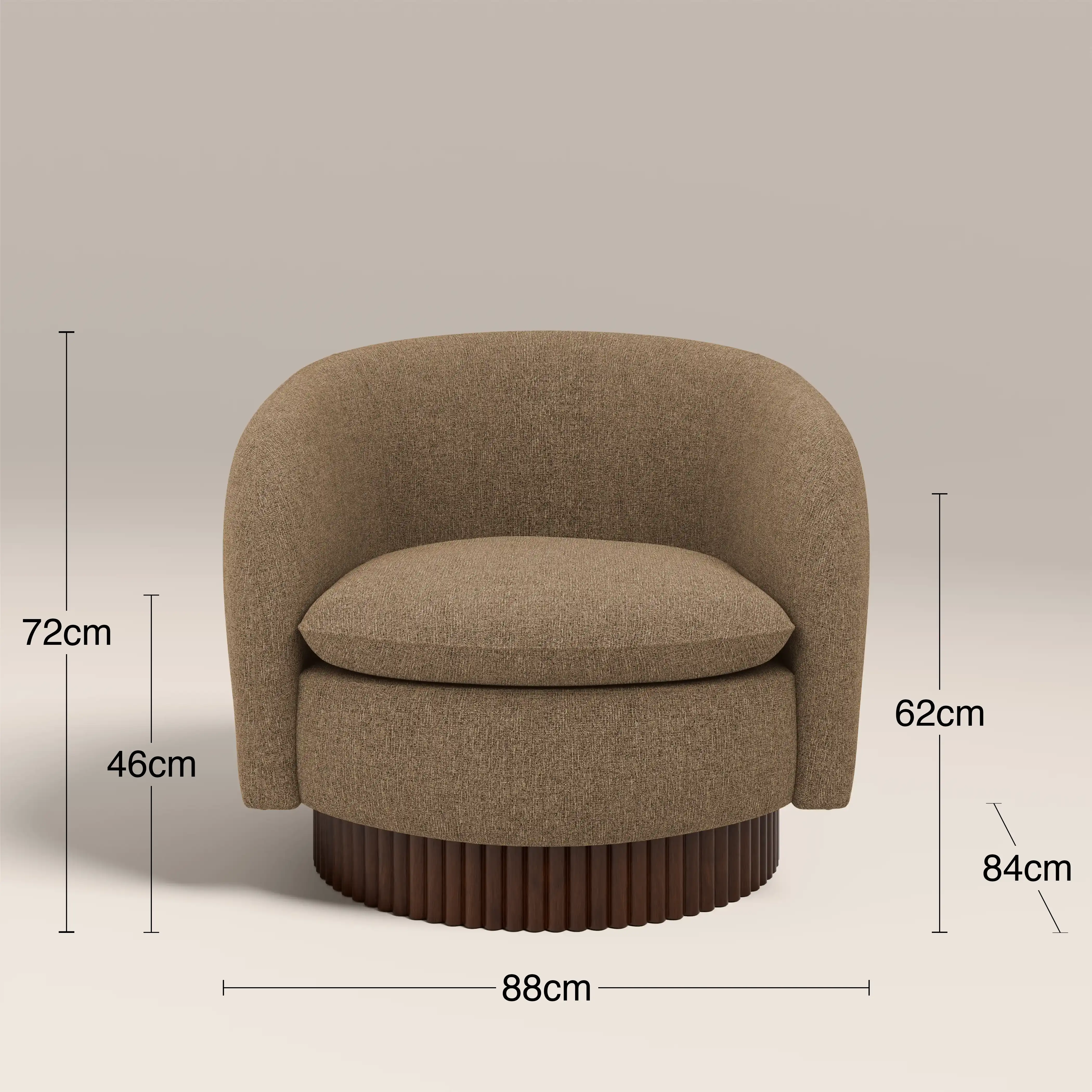 Viva Swivel Armchair | Speckled Cappuccino Boucle & Walnut - Image 7