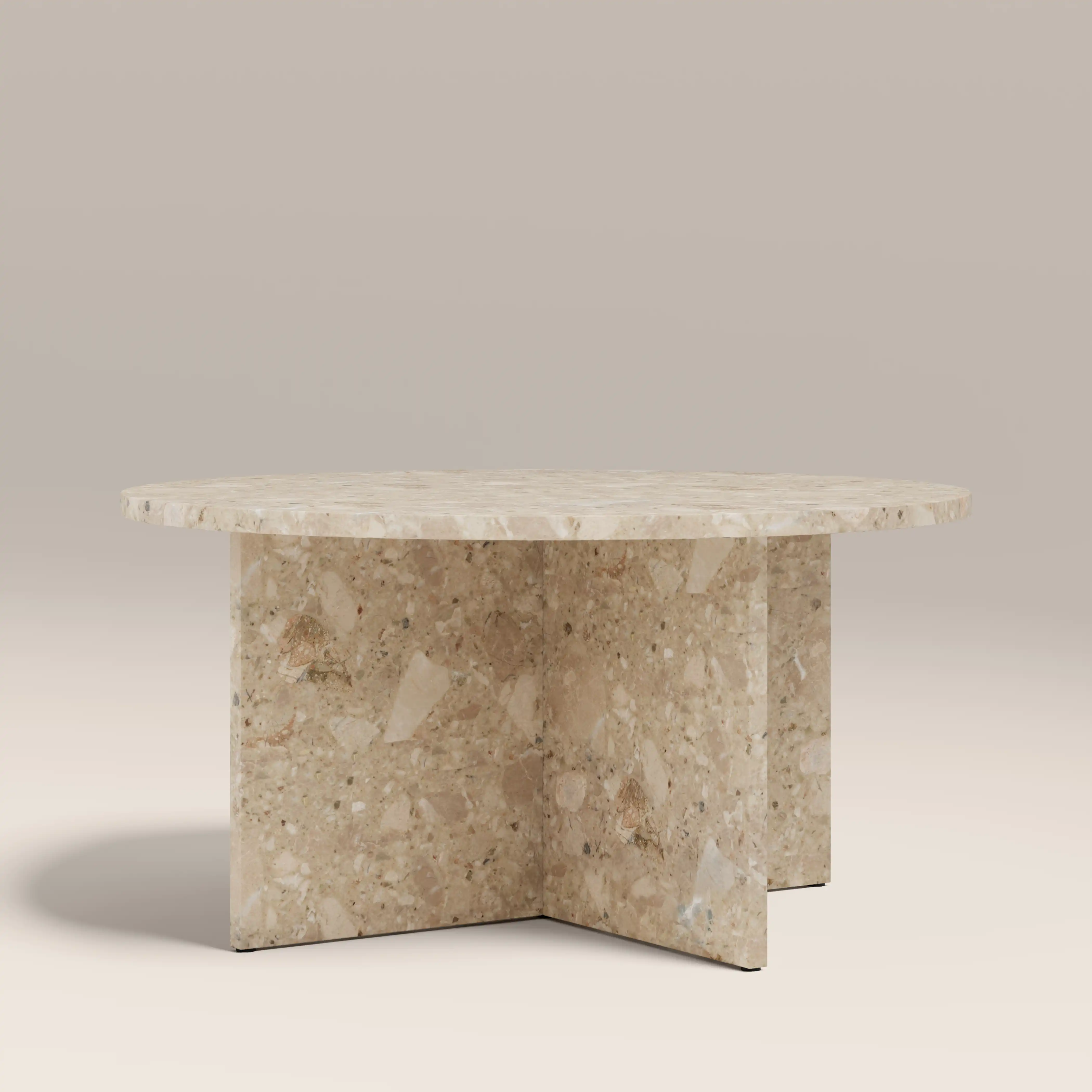 Wedge Round Coffee Table | Cappuccino Brown Riverstone Marble - Image 2