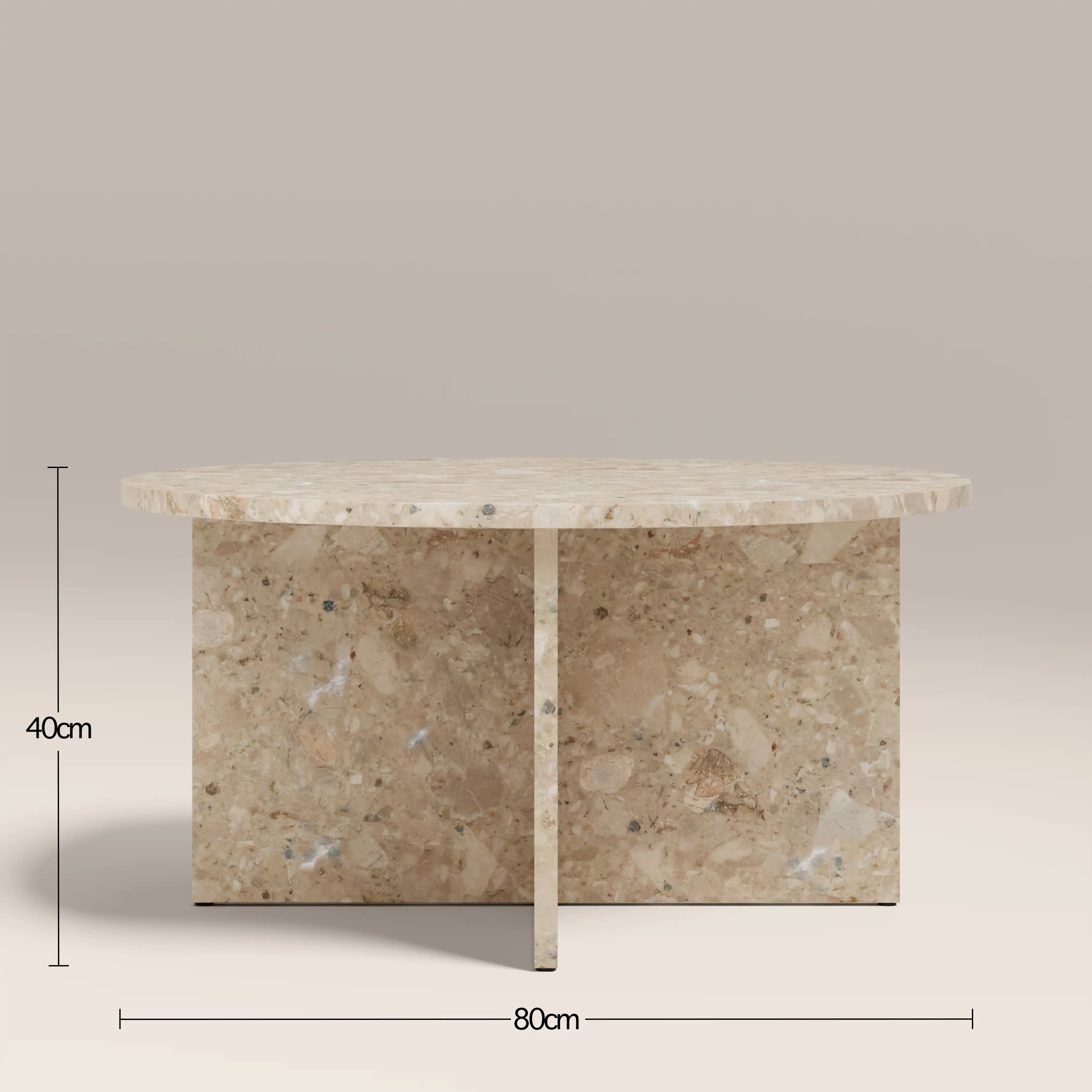 Wedge Round Coffee Table | Cappuccino Brown Riverstone Marble - Image 4