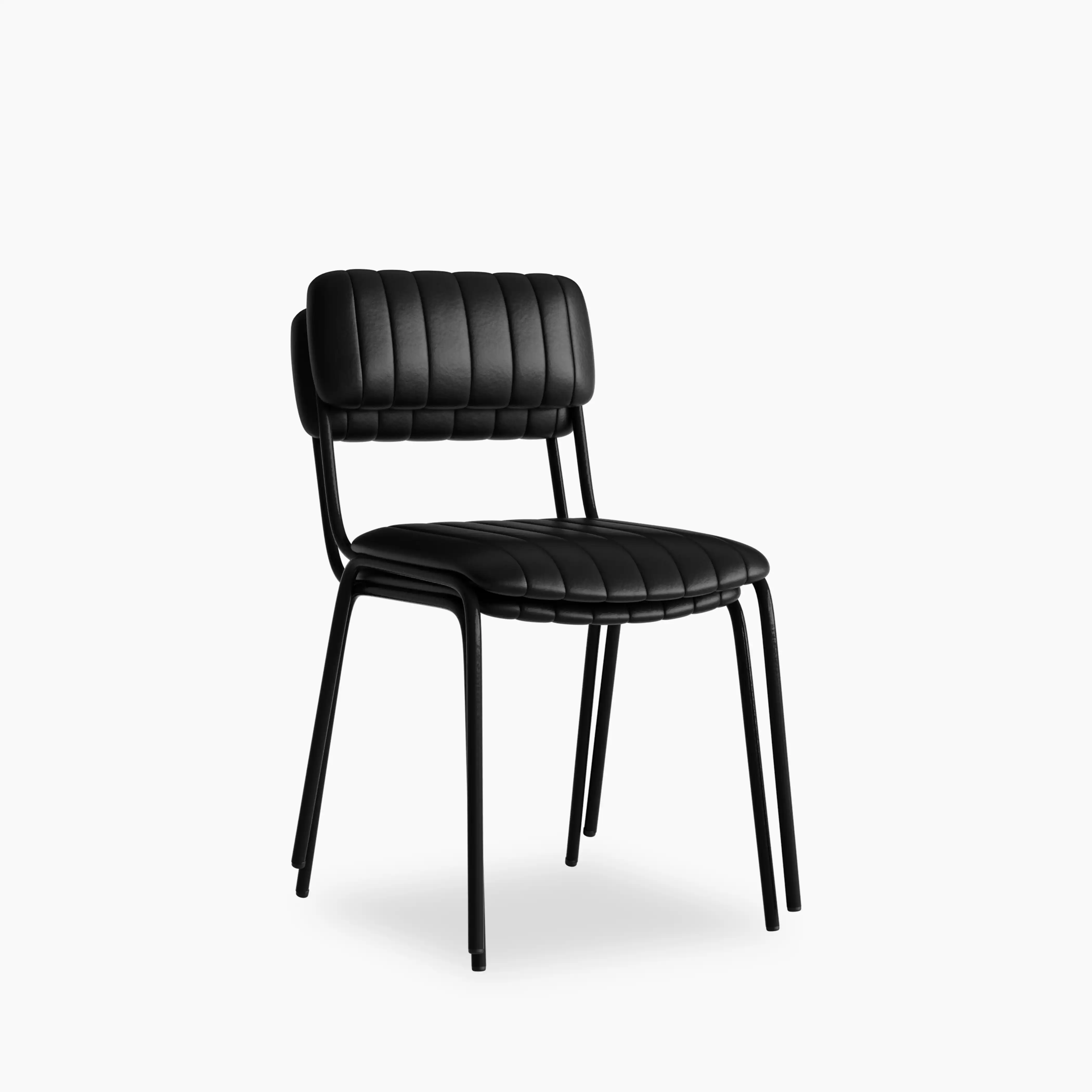 Weston Stackable Dining Chair | Vintage Black Faux Leather & Black - Image 2