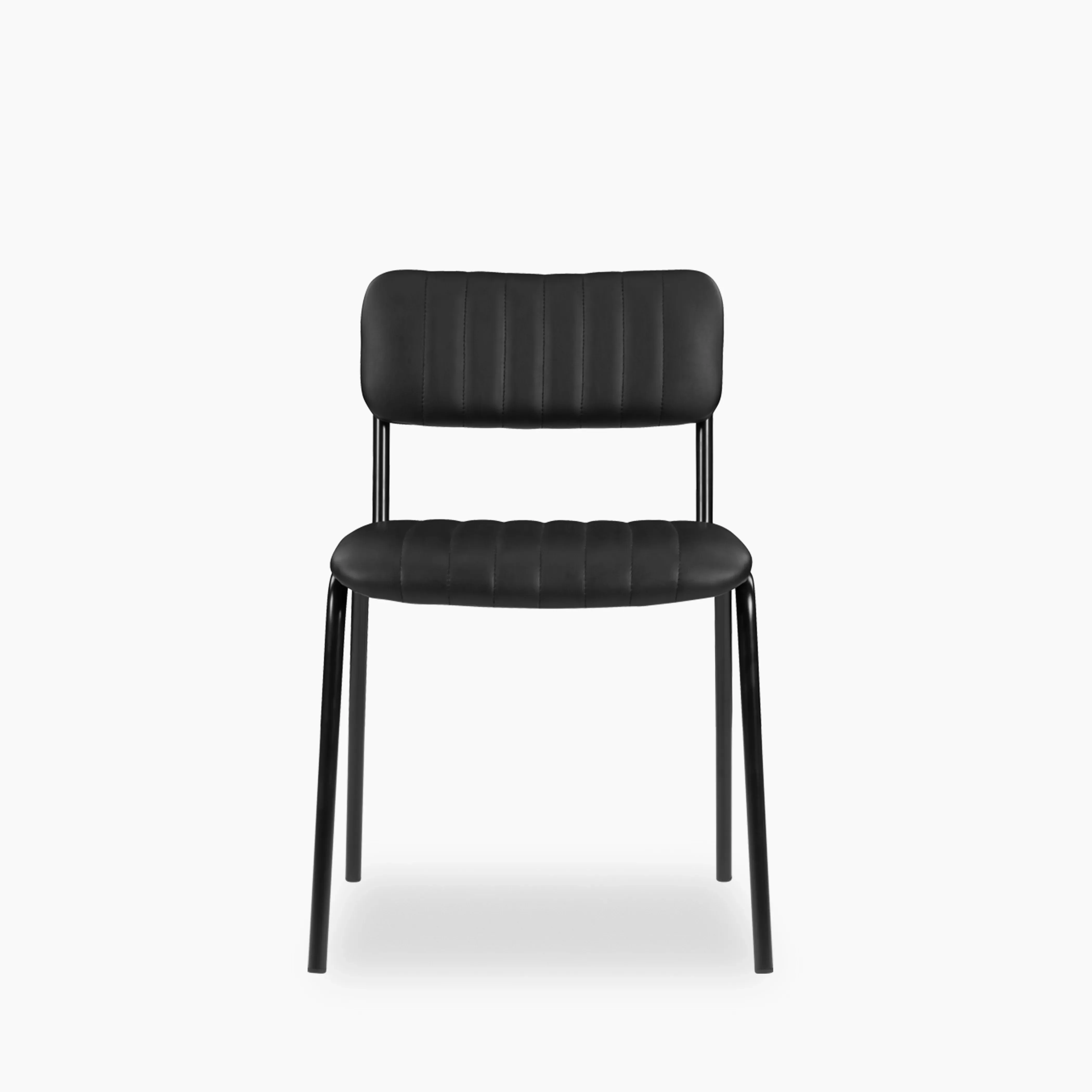 Weston Stackable Dining Chair | Vintage Black Faux Leather & Black - Image 4