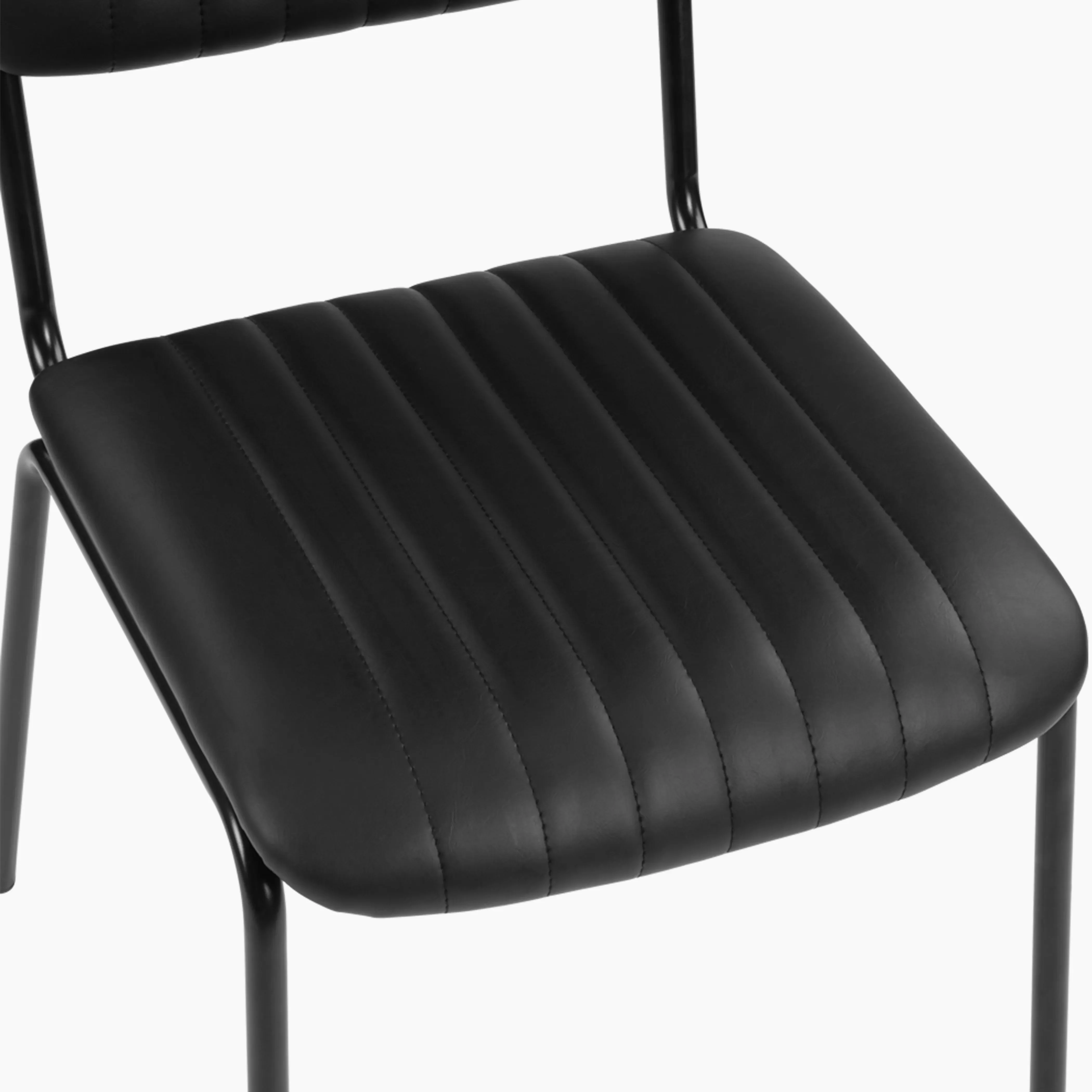 Weston Stackable Dining Chair | Vintage Black Faux Leather & Black - Image 8