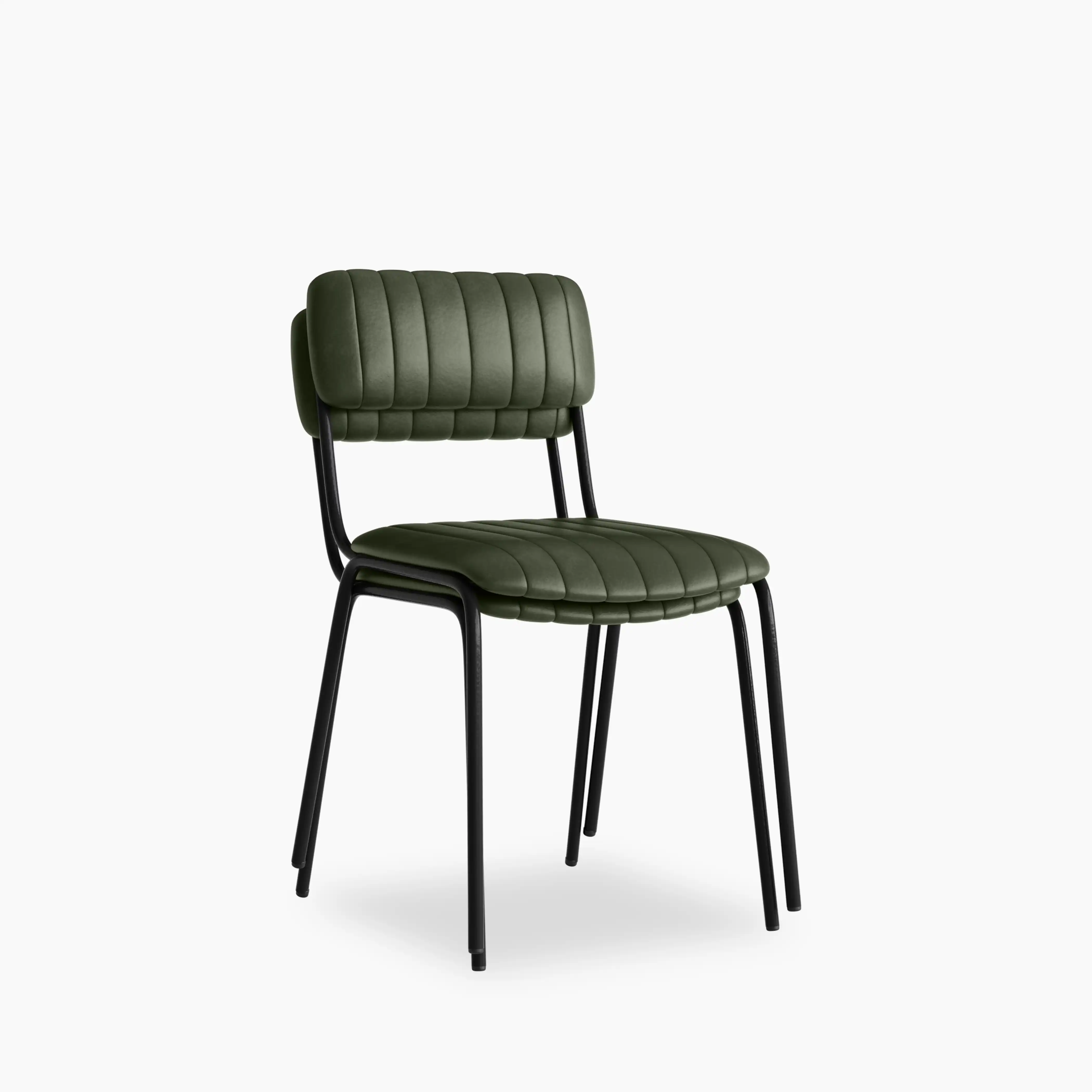 Weston Stackable Dining Chair | Vintage Green Faux Leather & Black - Image 2