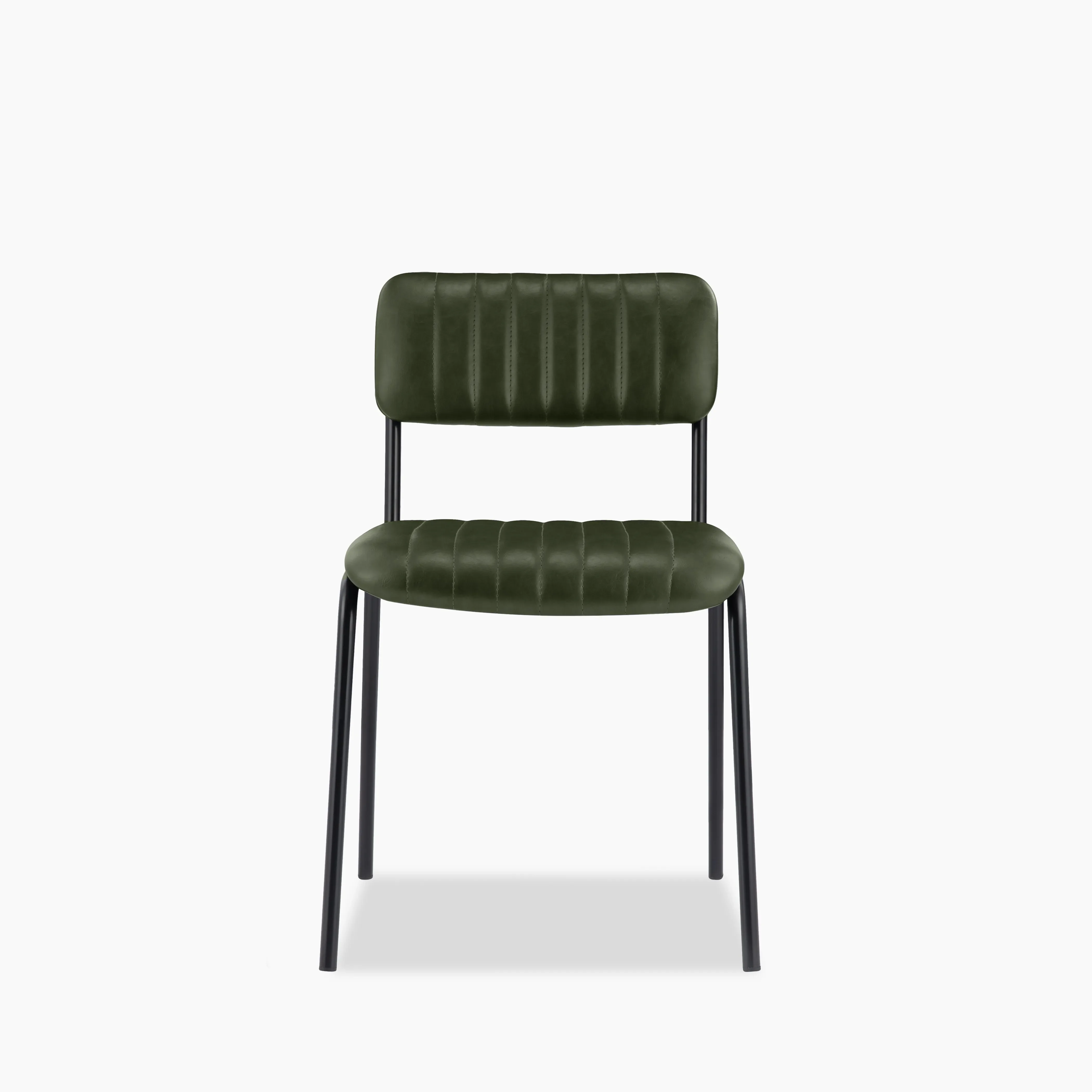 Weston Stackable Dining Chair | Vintage Green Faux Leather & Black - Image 4
