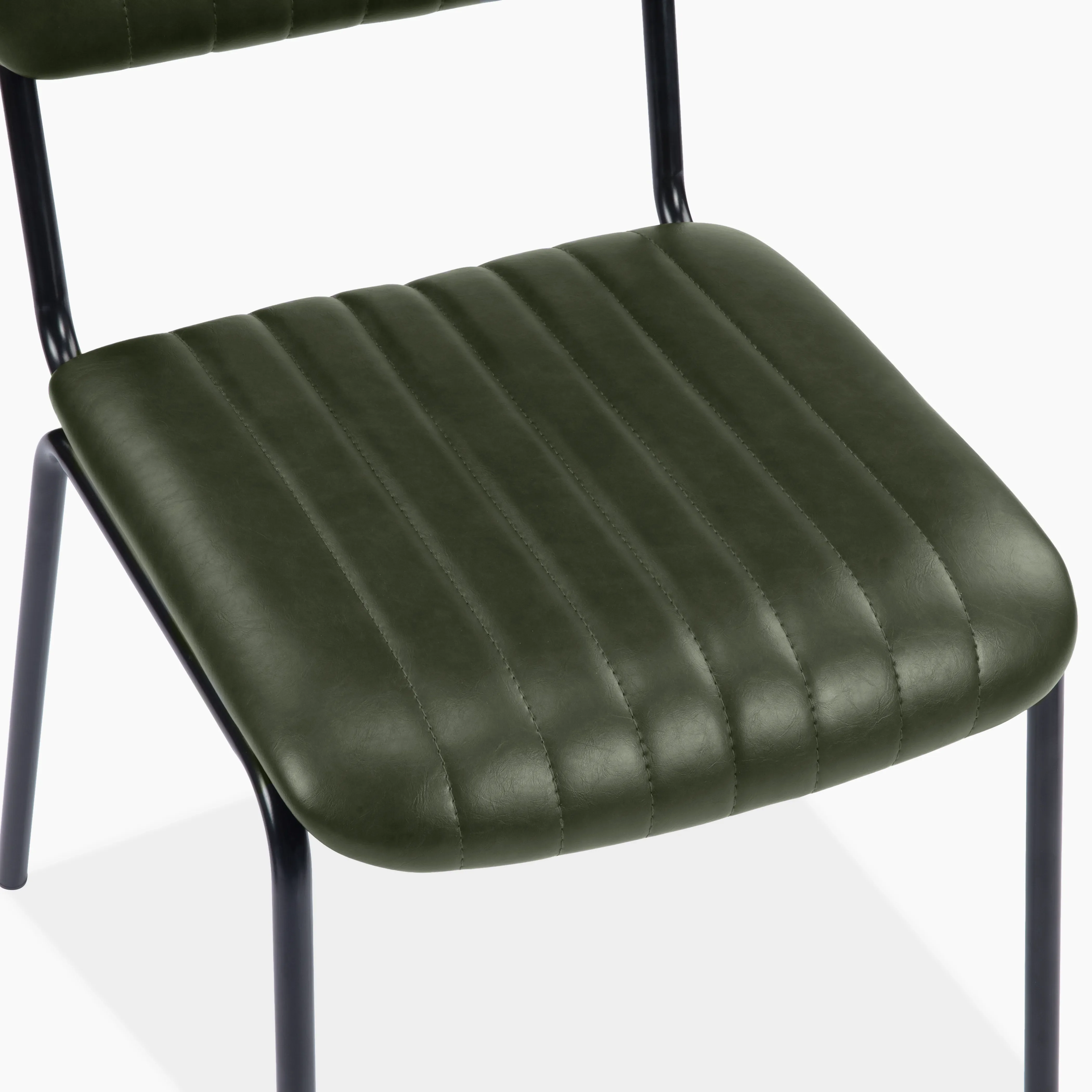 Weston Stackable Dining Chair | Vintage Green Faux Leather & Black - Image 8