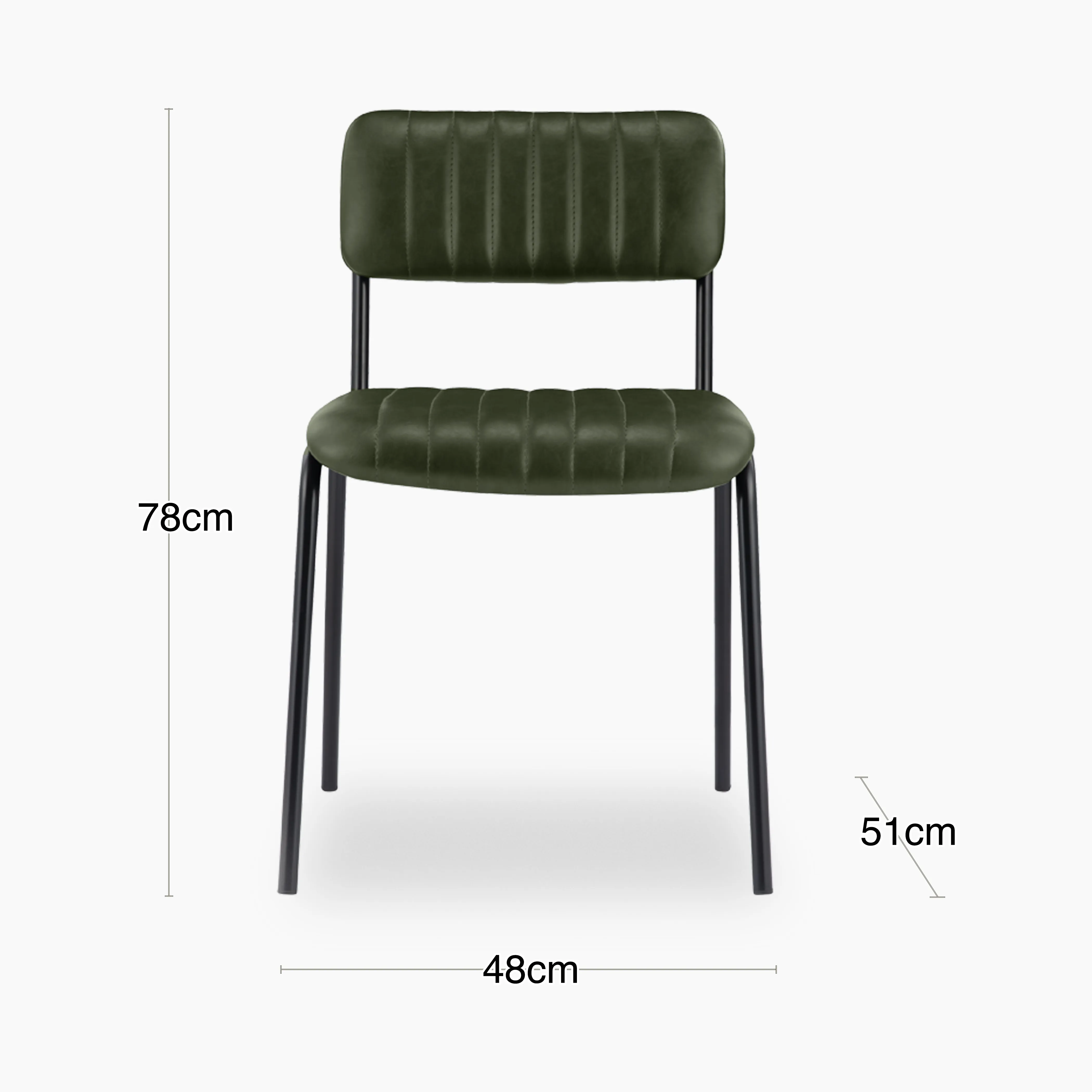 Weston Stackable Dining Chair | Vintage Green Faux Leather & Black - Image 9