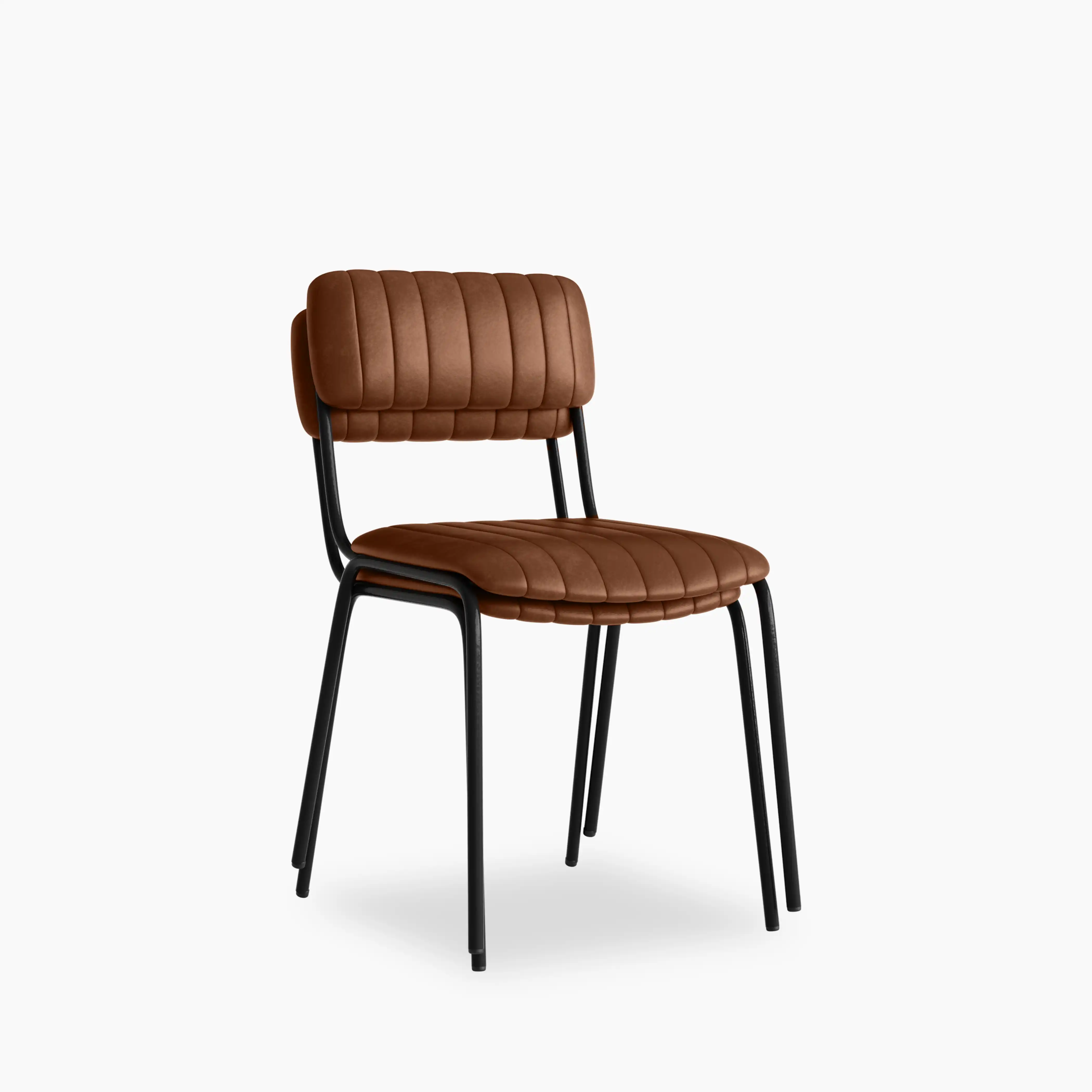 Weston Stackable Dining Chair | Vintage Tan Faux Leather & Black - Image 2