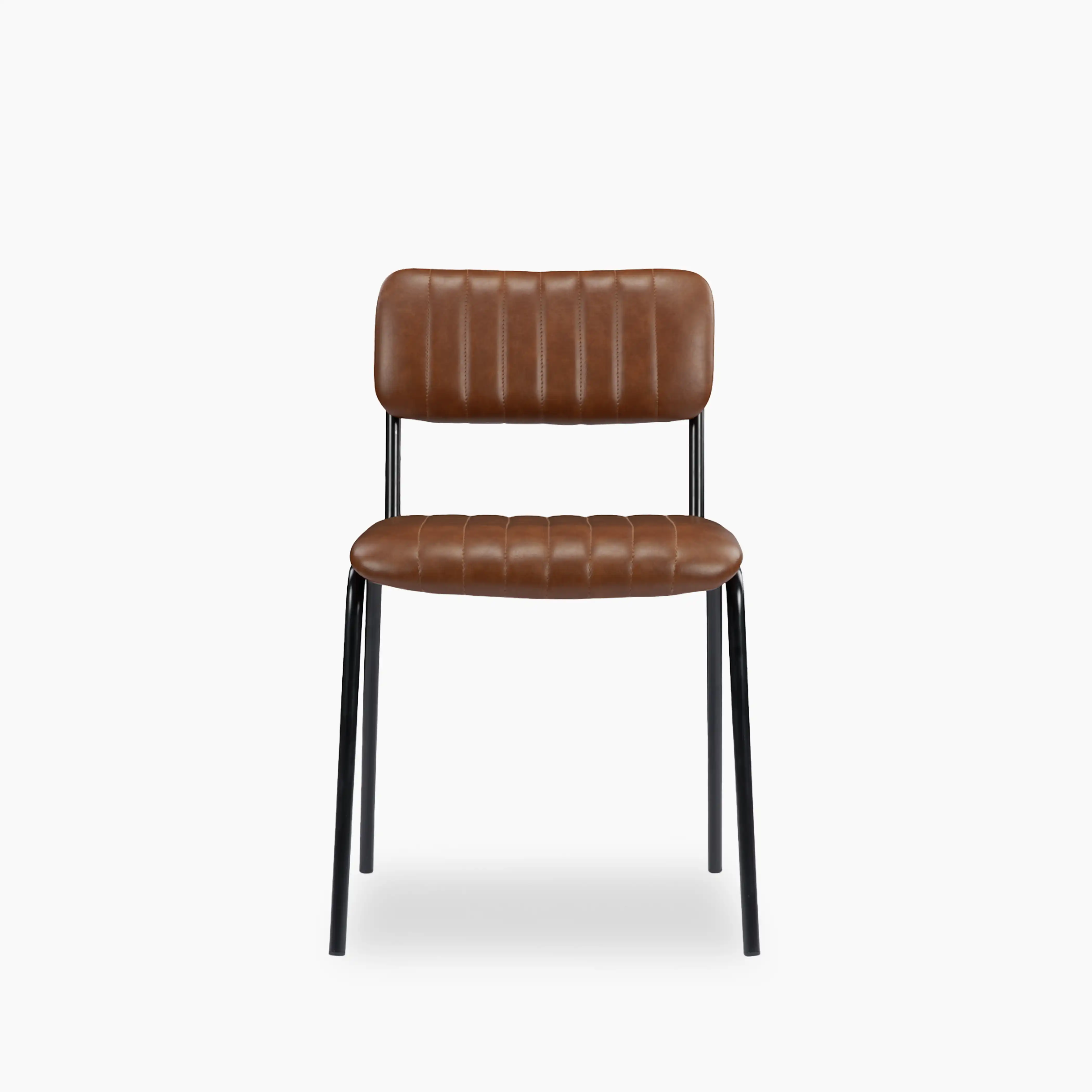 Weston Stackable Dining Chair | Vintage Tan Faux Leather & Black - Image 4