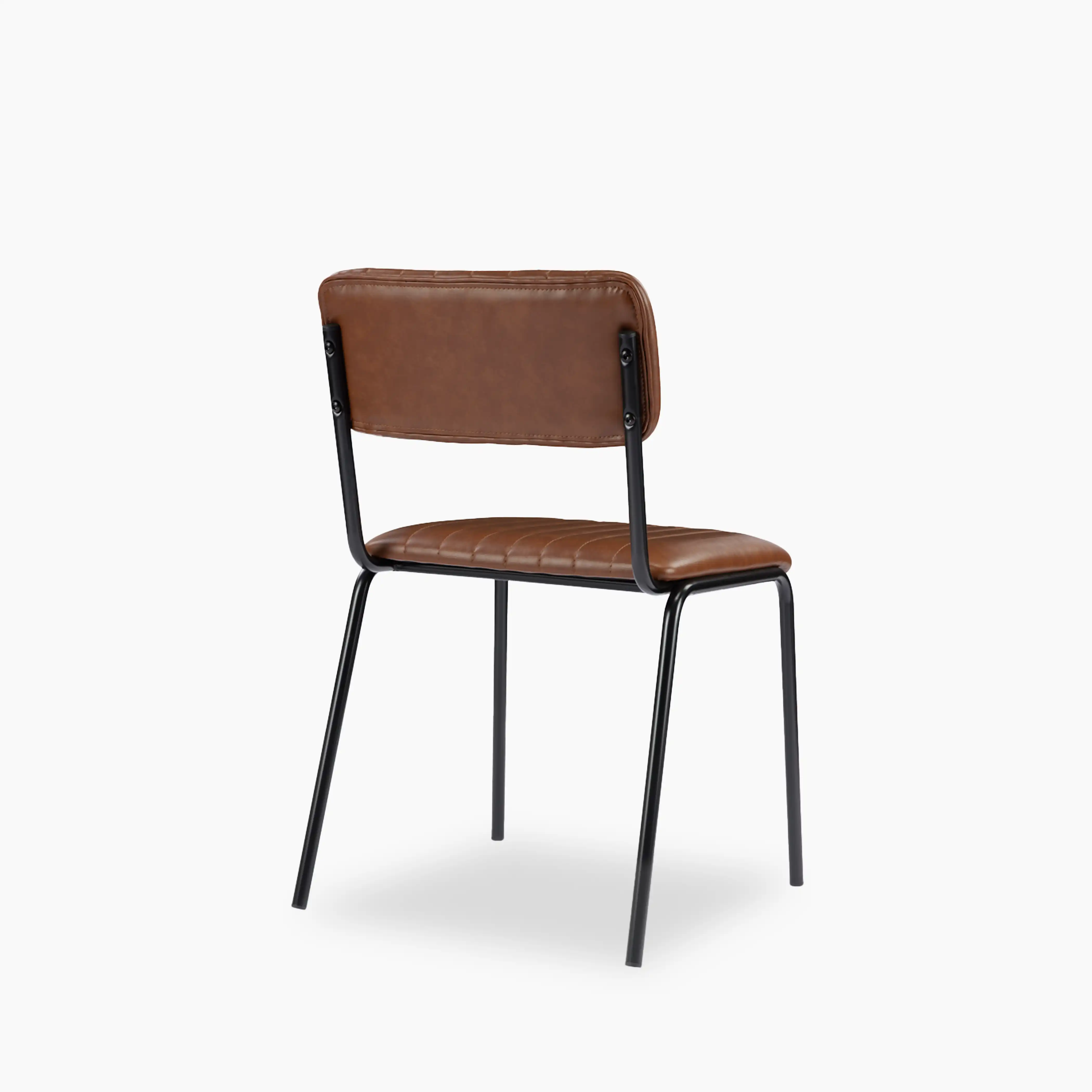 Weston Stackable Dining Chair | Vintage Tan Faux Leather & Black - Image 7