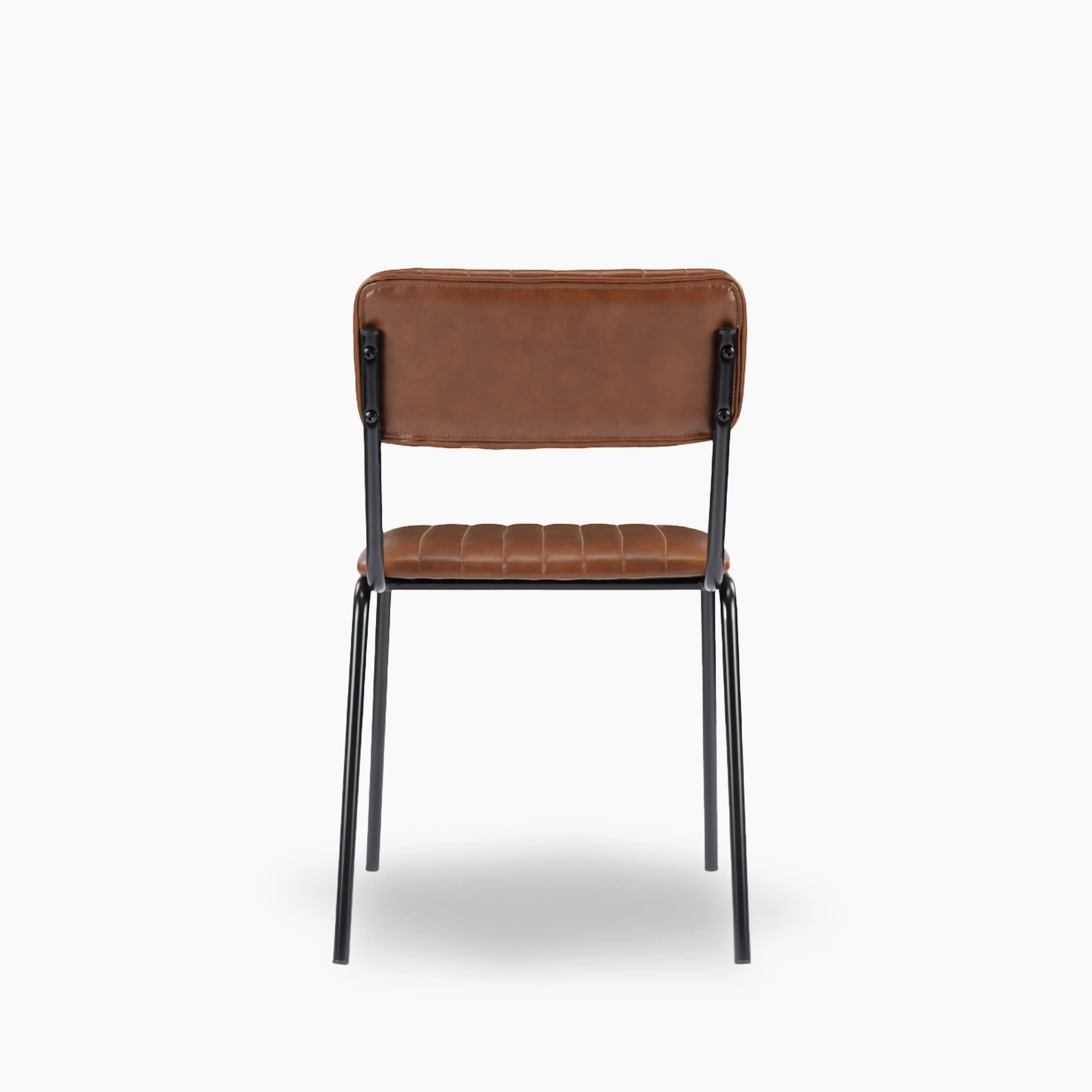 Weston Stackable Dining Chair | Vintage Tan Faux Leather & Black - Image 8