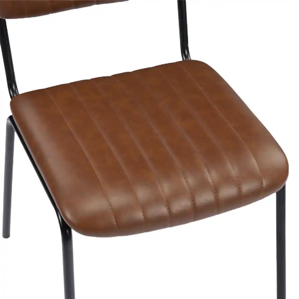 Weston Stackable Dining Chair | Vintage Tan Faux Leather & Black - Image 9