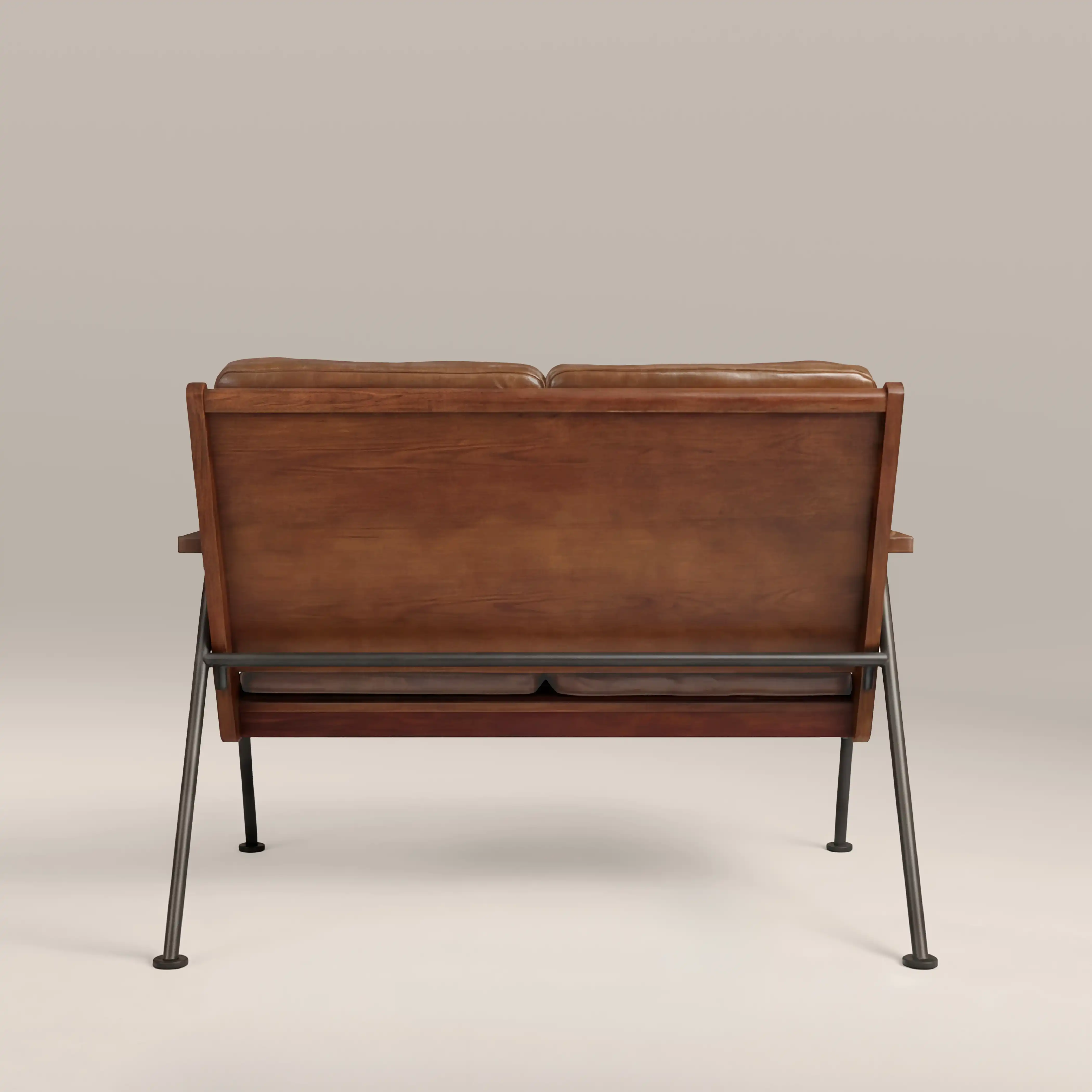 Wickham 2 Seater Sofa | Brown Faux Leather & Walnut - Image 5