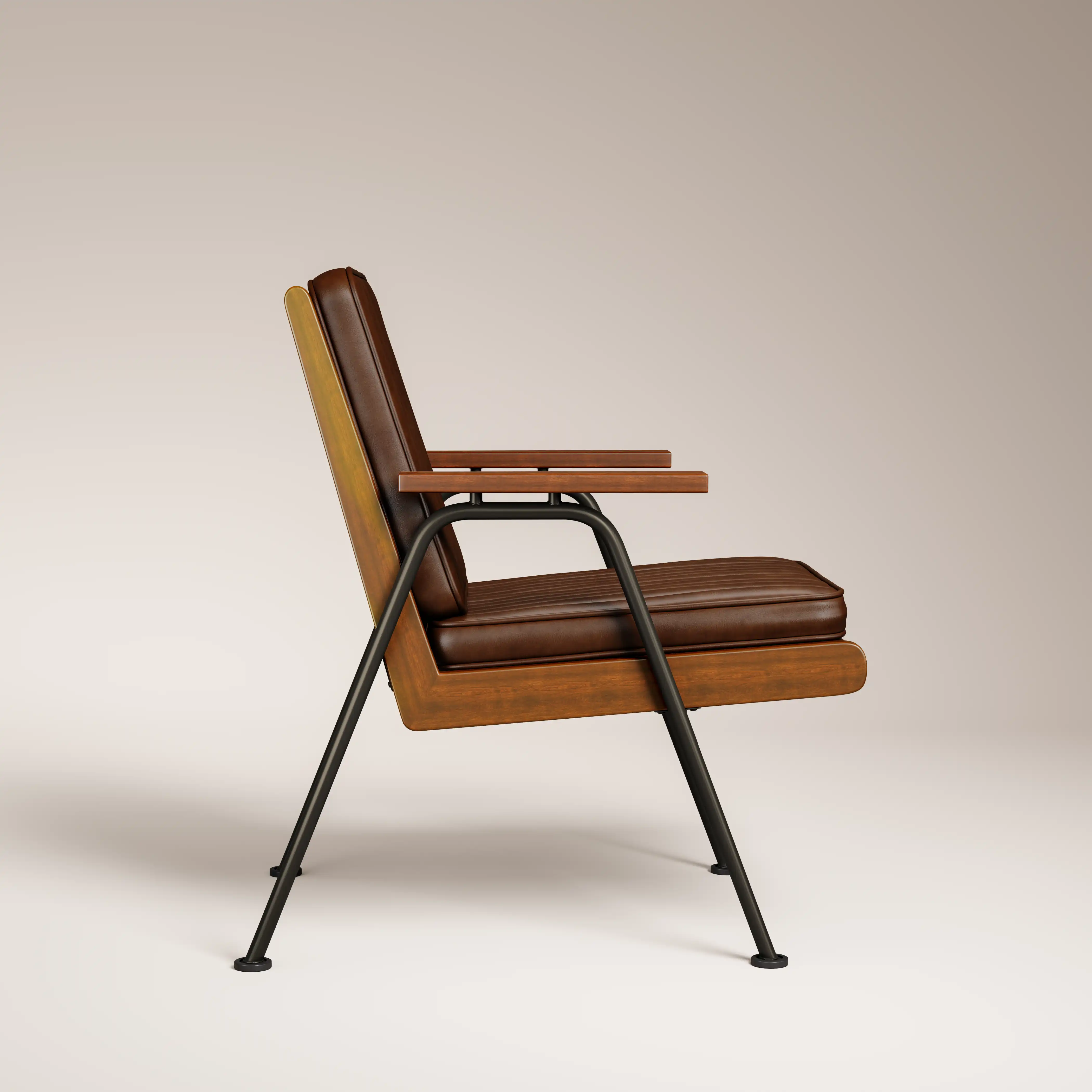Wickham Armchair | Brown Faux Leather & Walnut - Image 3