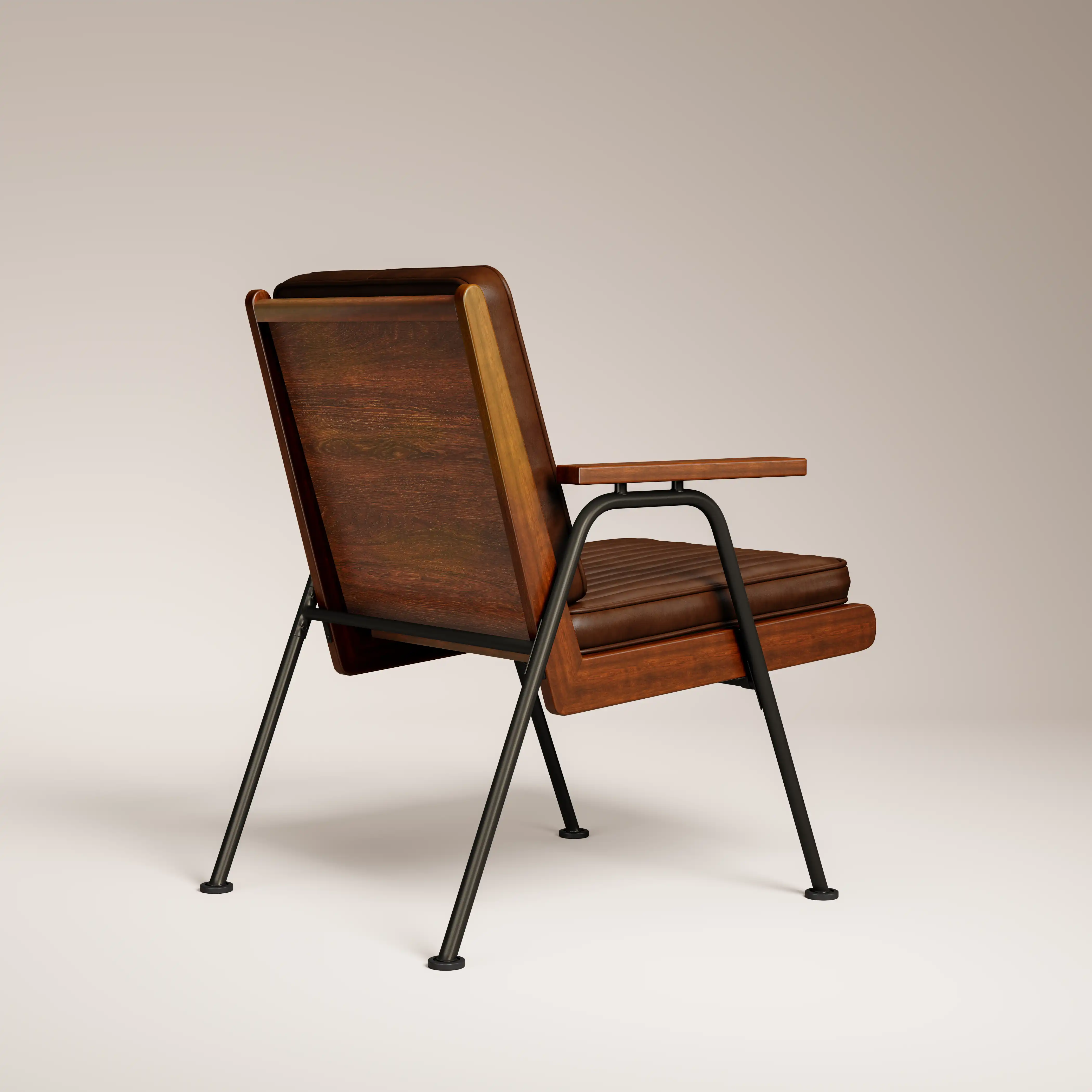 Wickham Armchair | Brown Faux Leather & Walnut - Image 4