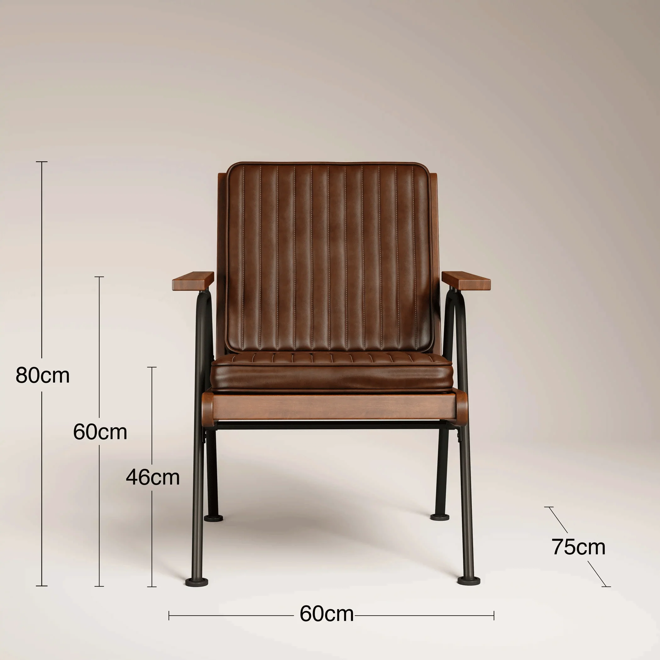 Wickham Armchair | Brown Faux Leather & Walnut - Image 6