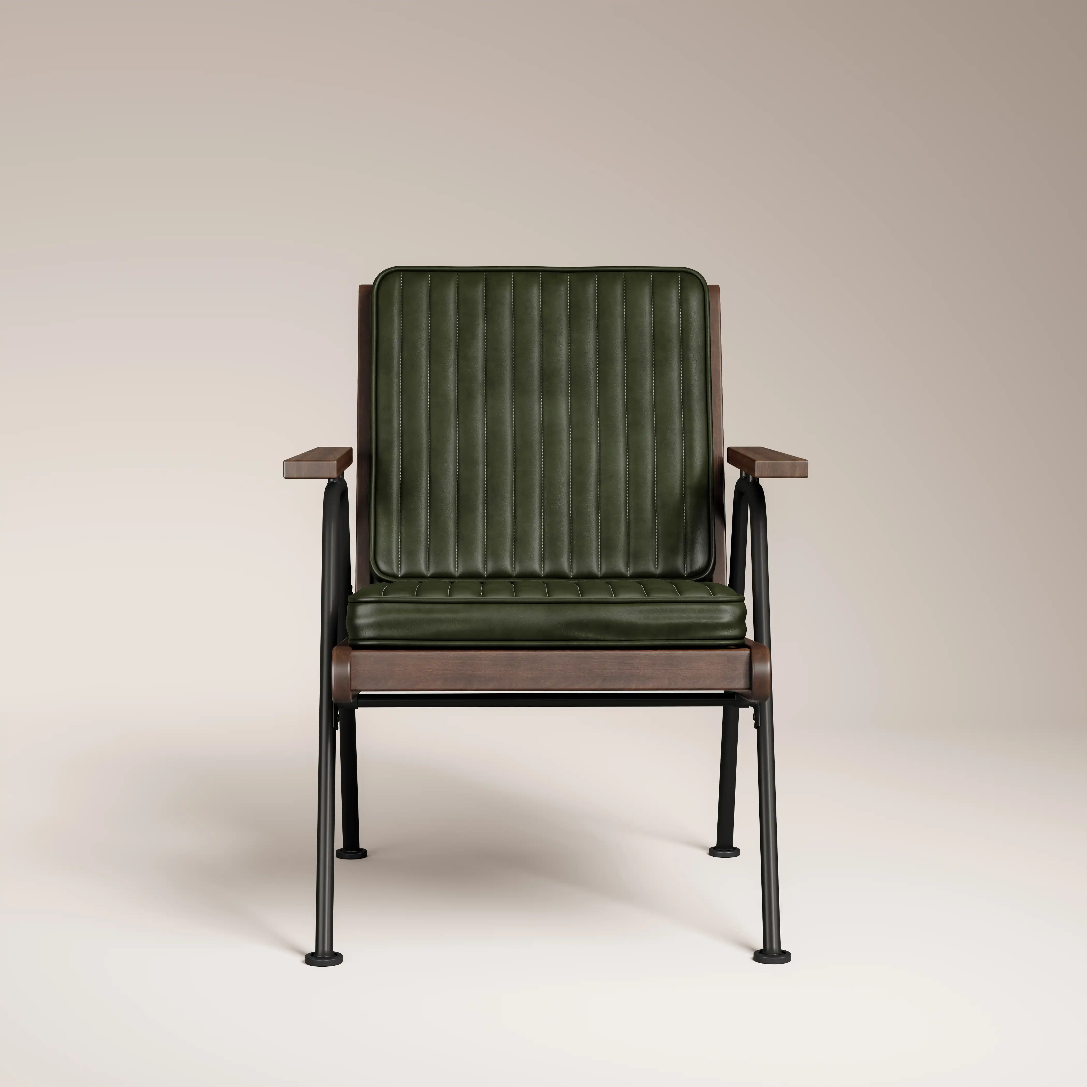 Wickham Armchair | Green Faux Leather & Walnut - Image 3