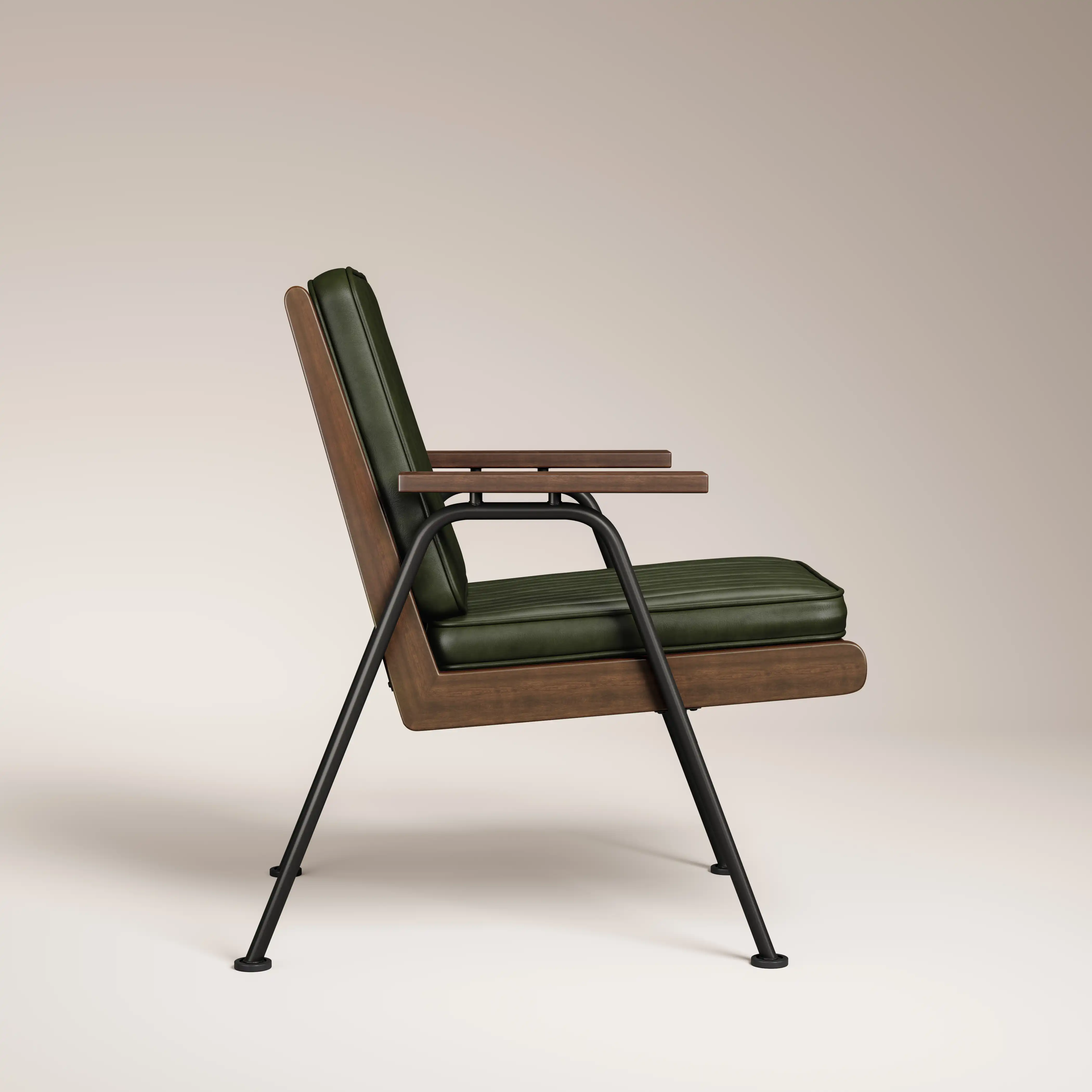 Wickham Armchair | Green Faux Leather & Walnut - Image 4