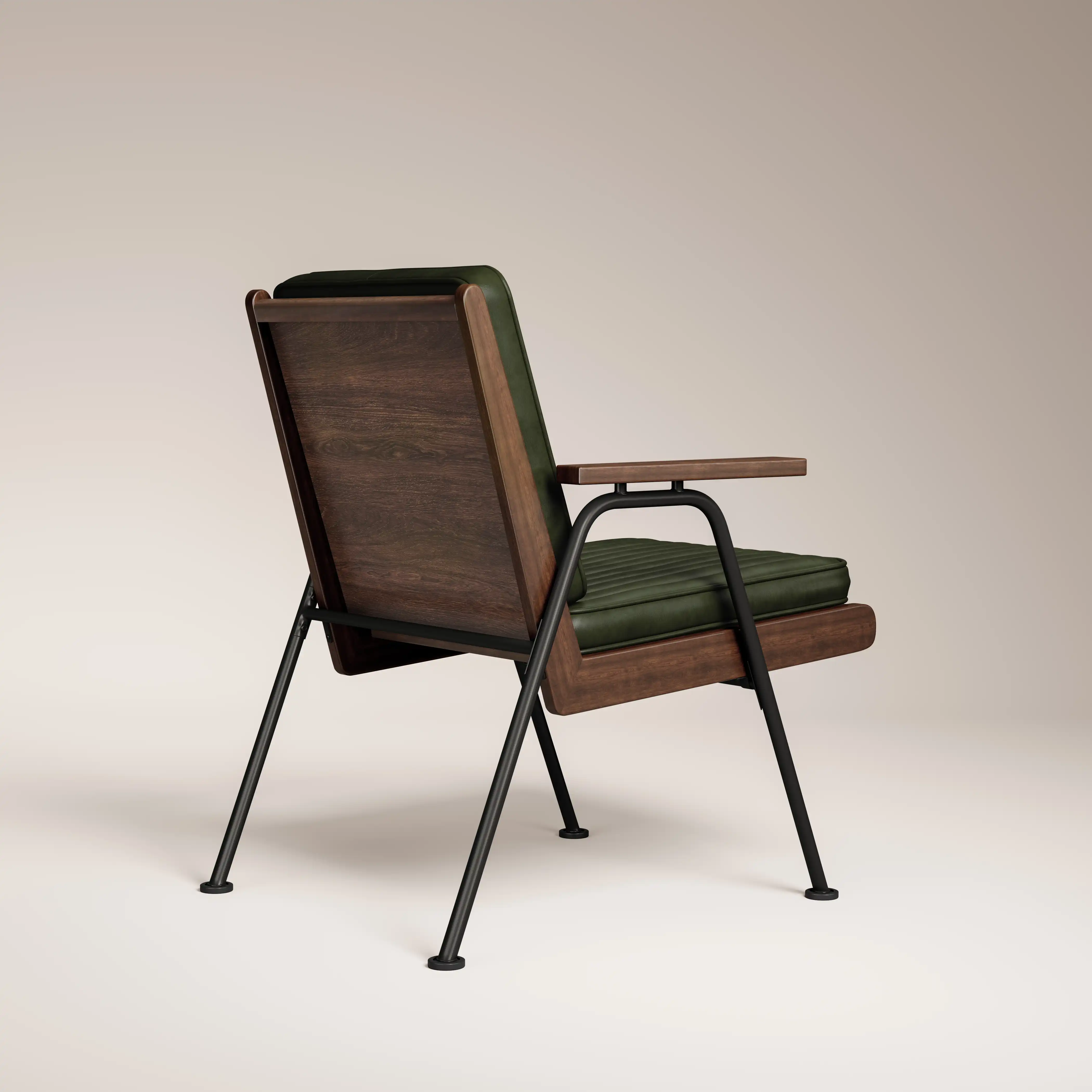 Wickham Armchair | Green Faux Leather & Walnut - Image 5