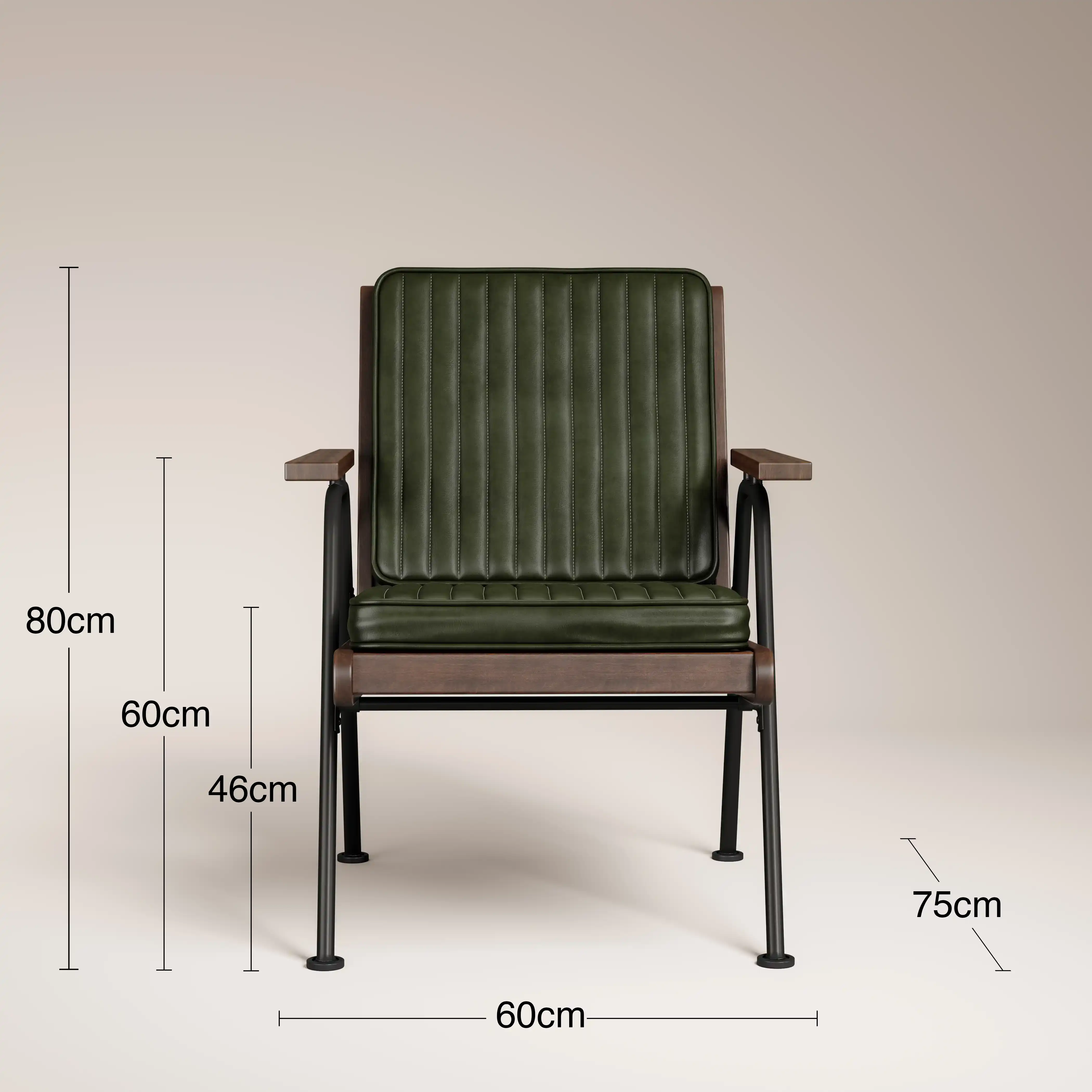 Wickham Armchair | Green Faux Leather & Walnut - Image 7