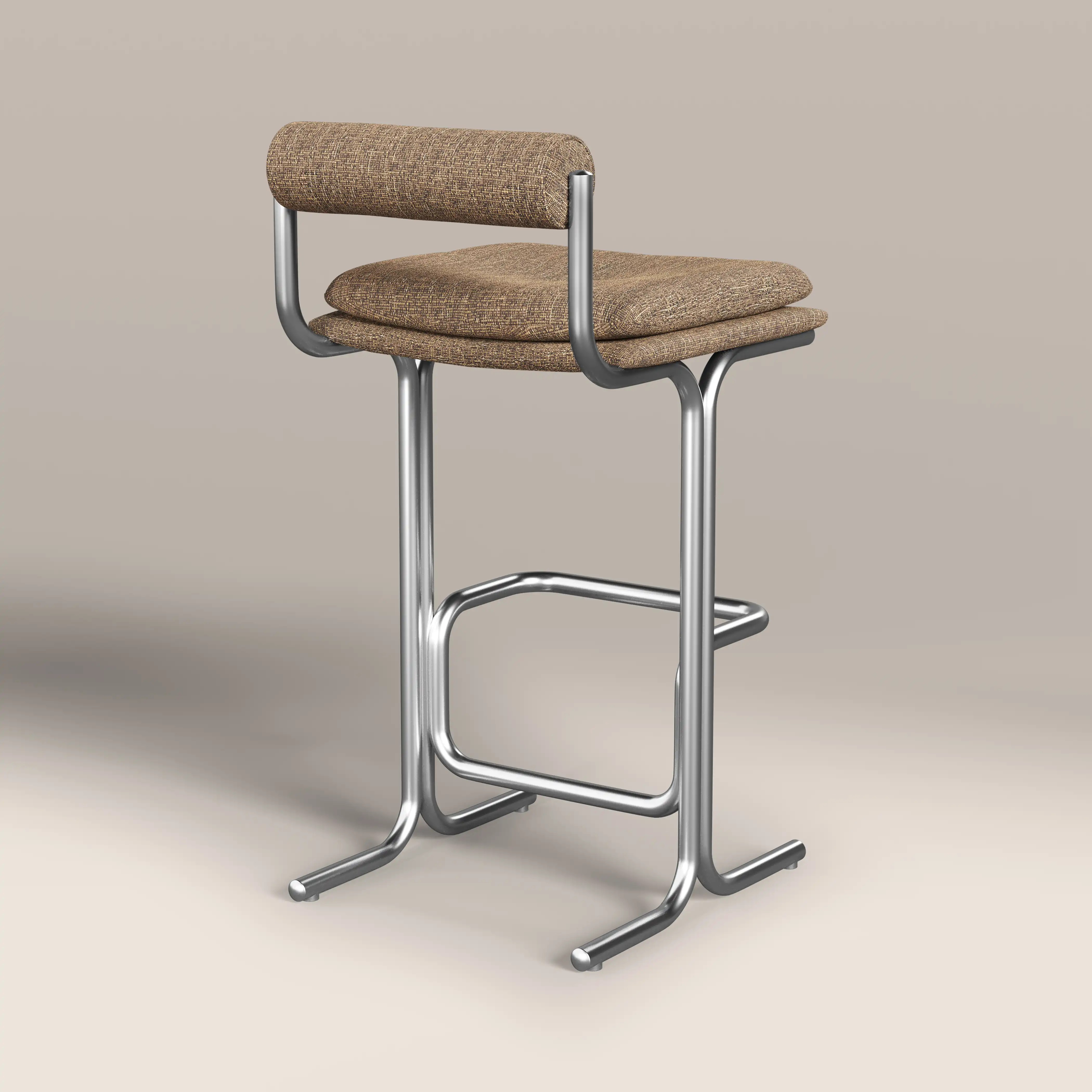 Wilbur Bar Stool | Speckled Cappuccino Boucle & Brushed Chrome - Image 6