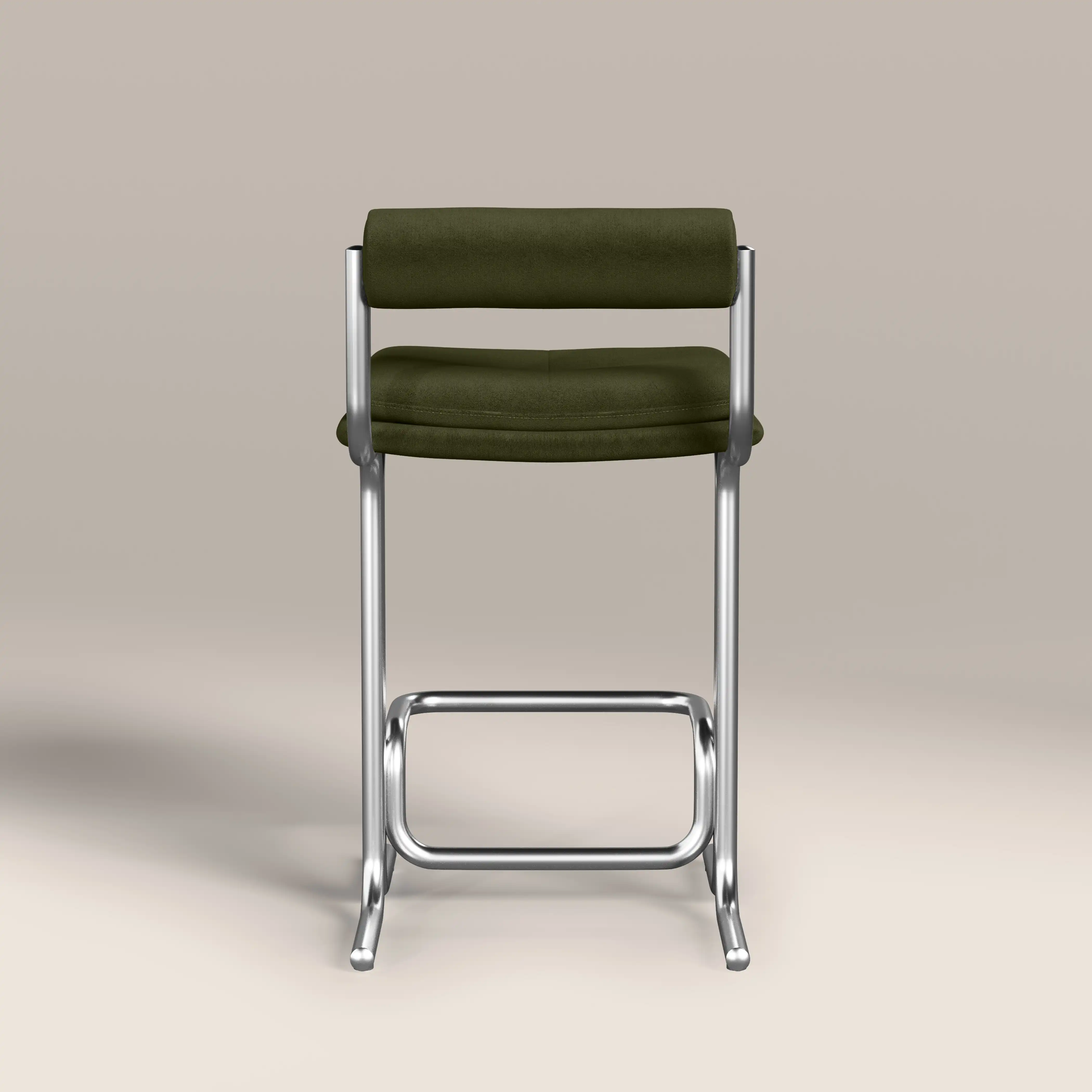 Wilbur Kitchen Stool | Olive Green Sustainable Velvet & Brushed Chrome - Image 7