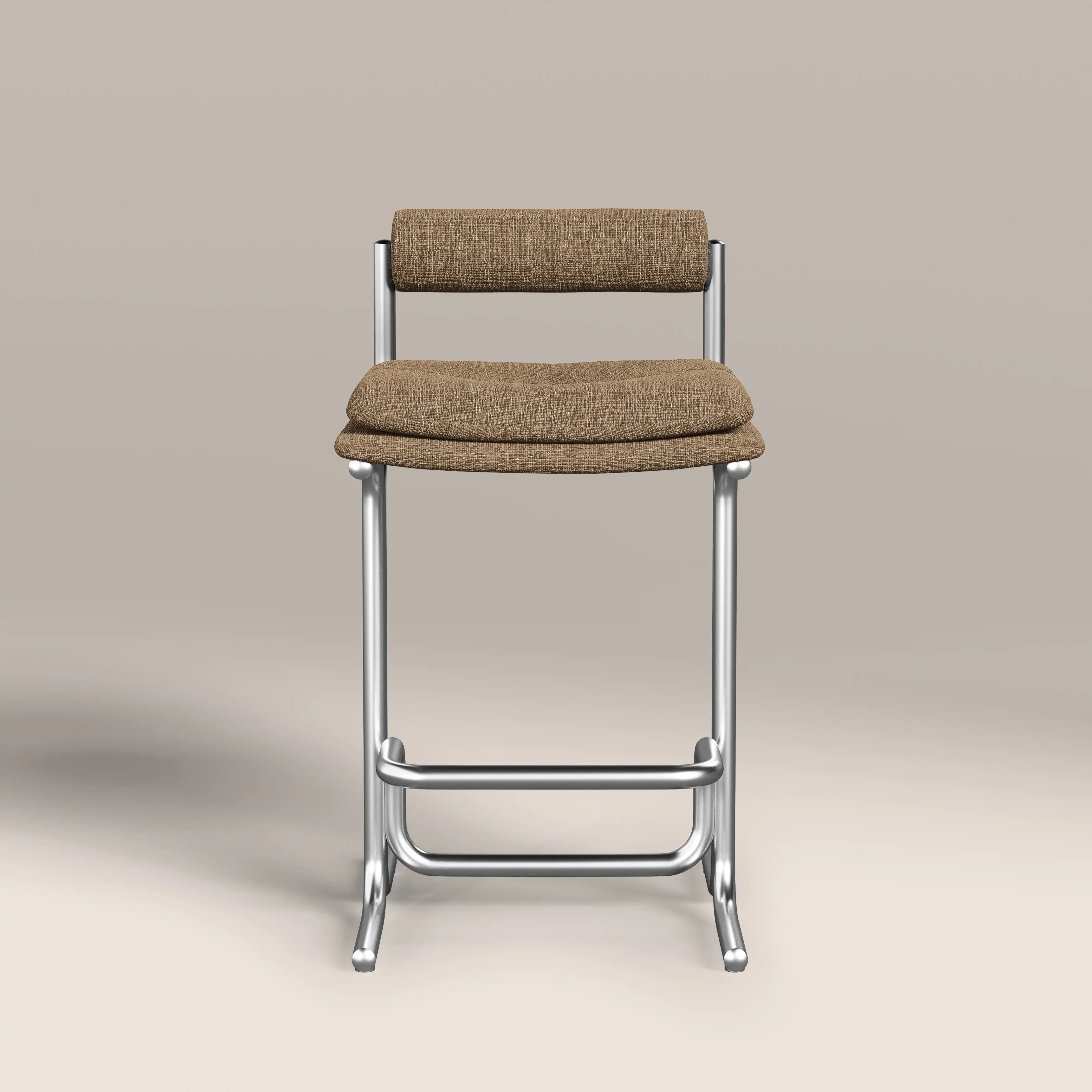 Wilbur Kitchen Stool | Speckled Cappuccino Boucle & Brushed Chrome - Image 3