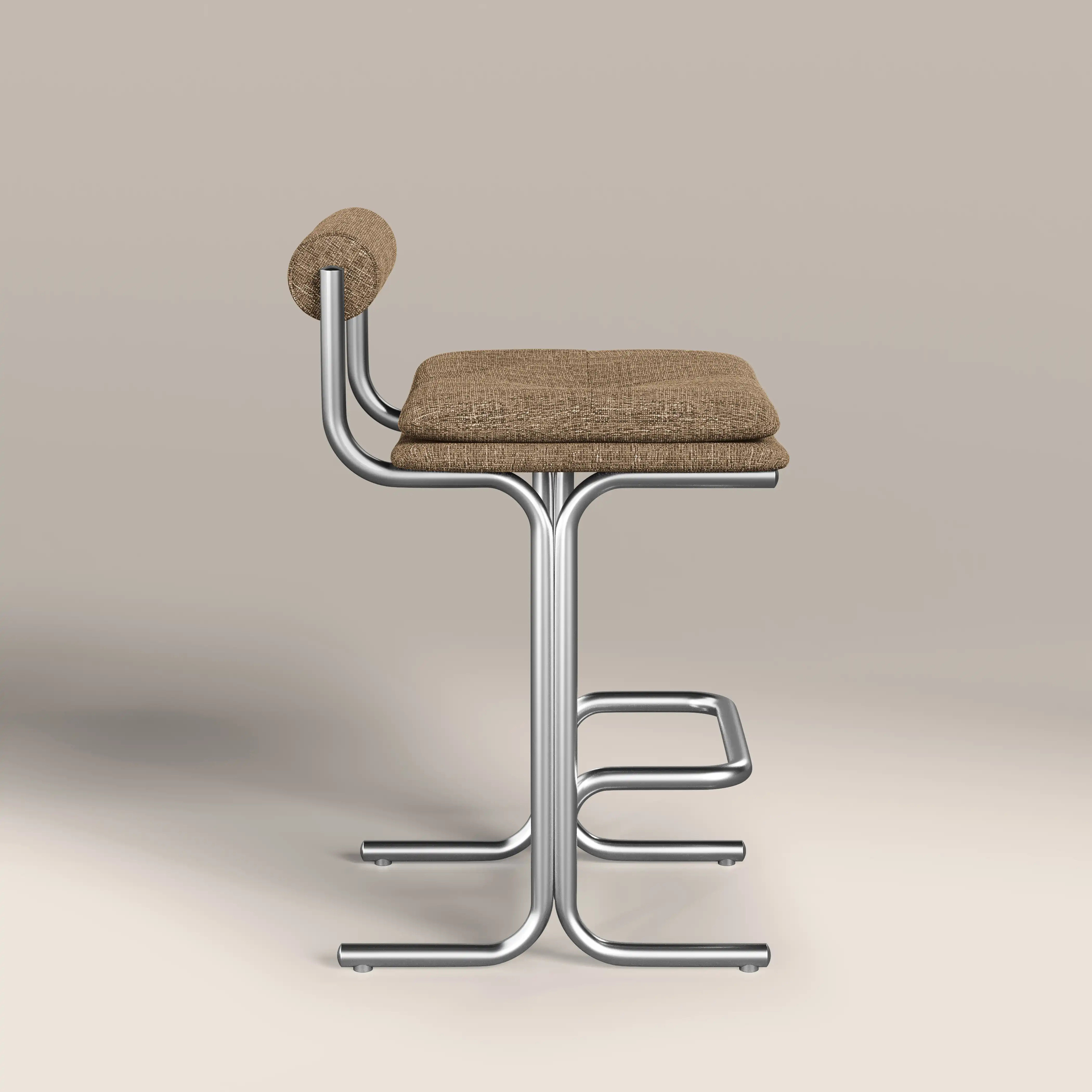 Wilbur Kitchen Stool | Speckled Cappuccino Boucle & Brushed Chrome - Image 5