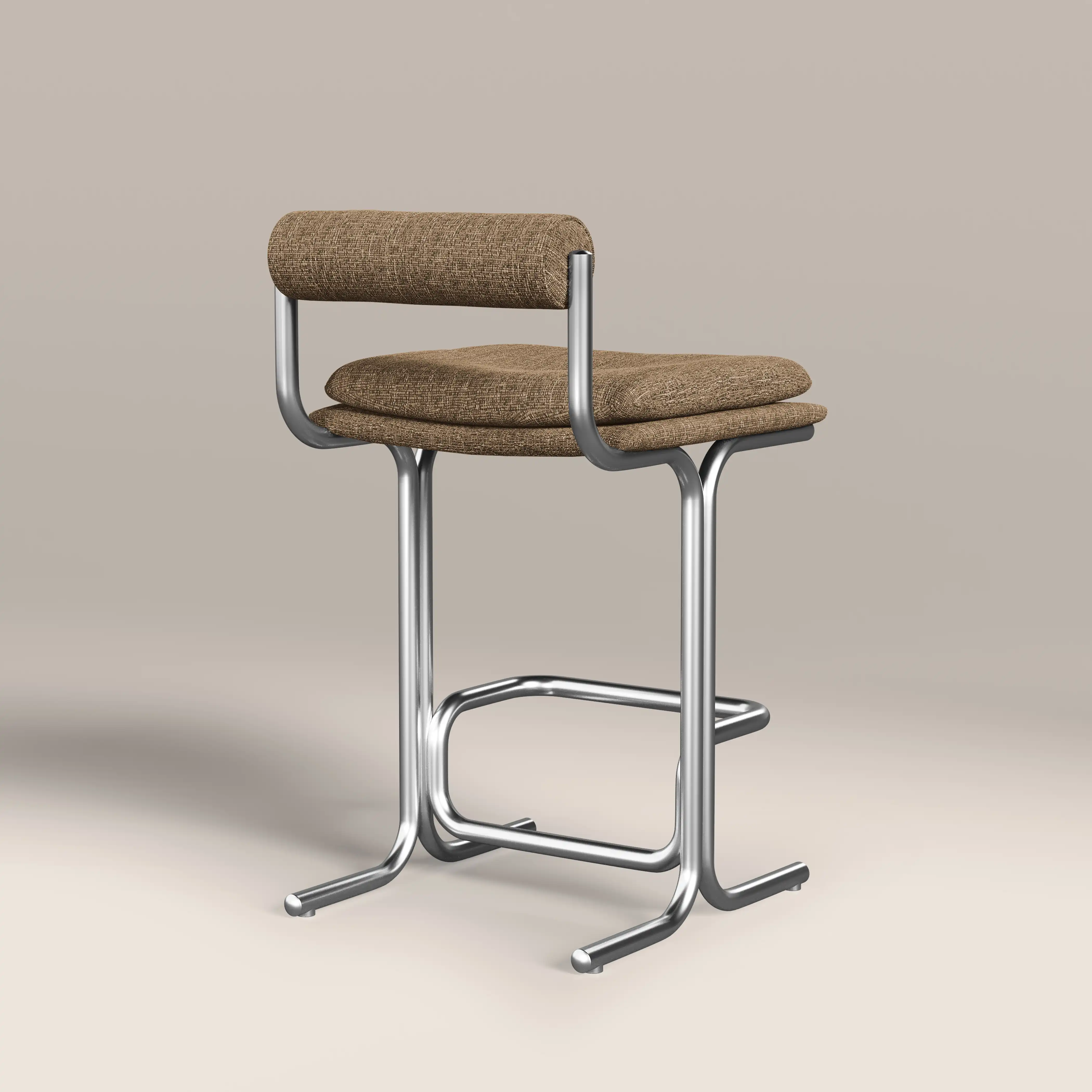 Wilbur Kitchen Stool | Speckled Cappuccino Boucle & Brushed Chrome - Image 6