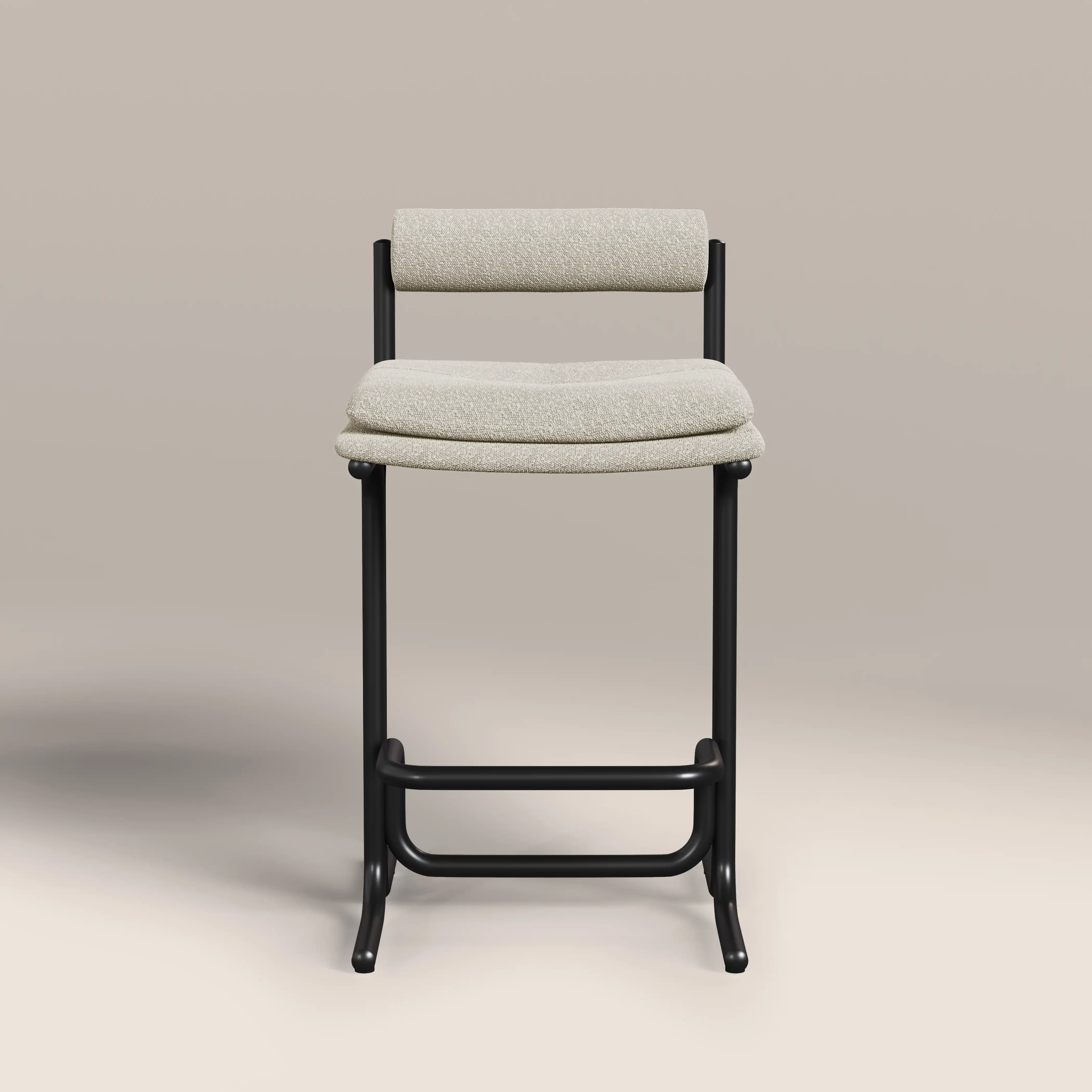 Wilbur Kitchen Stool | Speckled Stone Sustainable Boucle & Black - Image 2