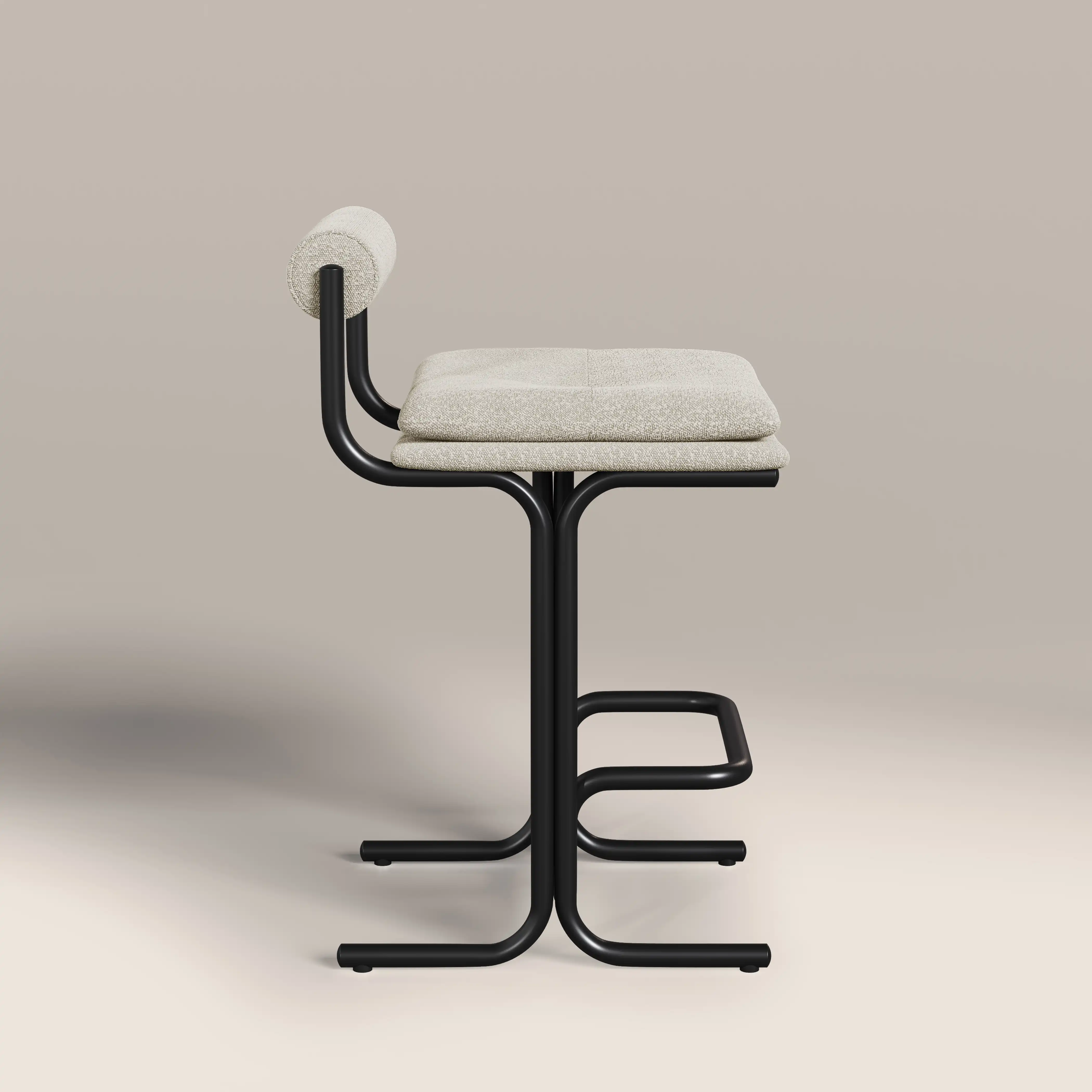 Wilbur Kitchen Stool | Speckled Stone Sustainable Boucle & Black - Image 4
