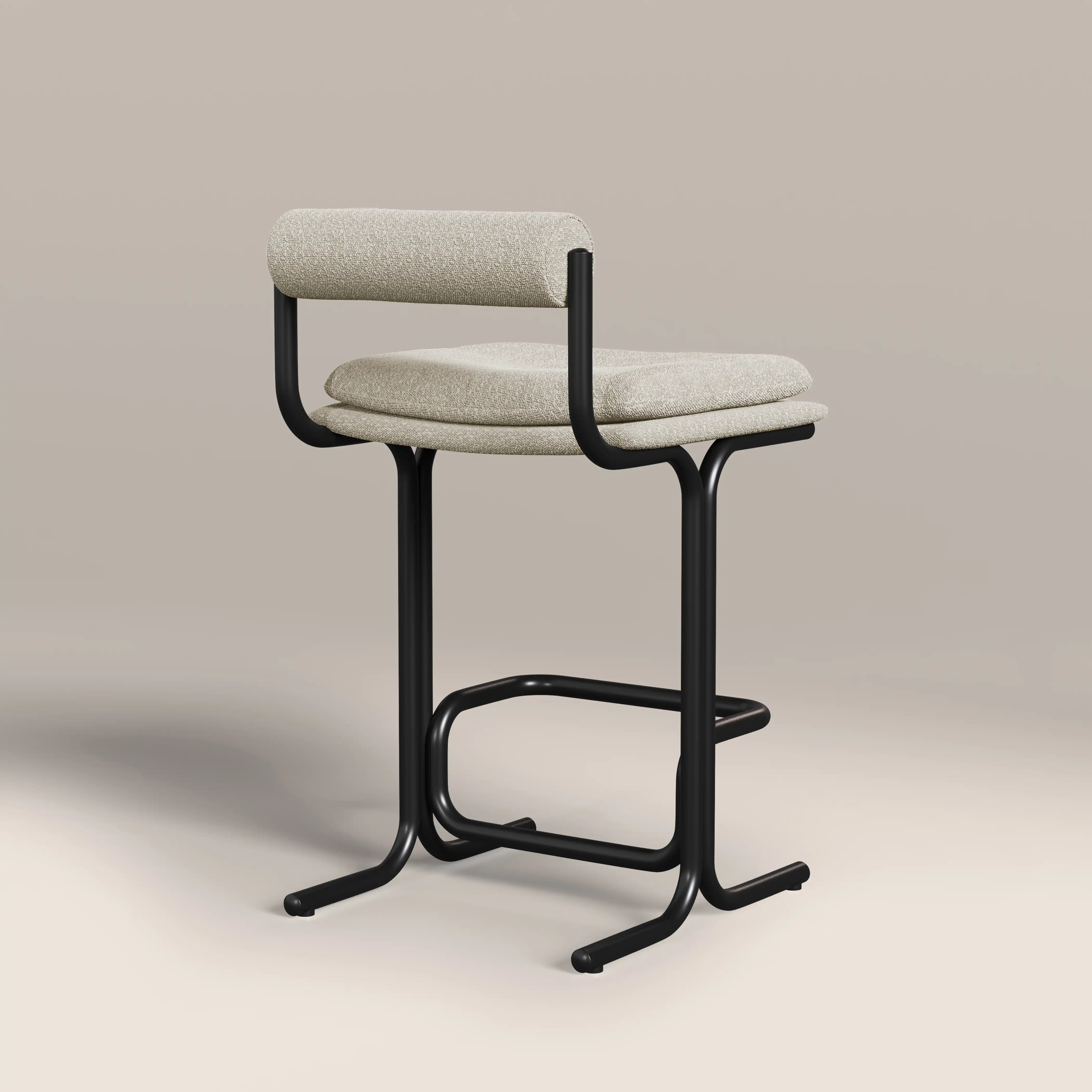 Wilbur Kitchen Stool | Speckled Stone Sustainable Boucle & Black - Image 6