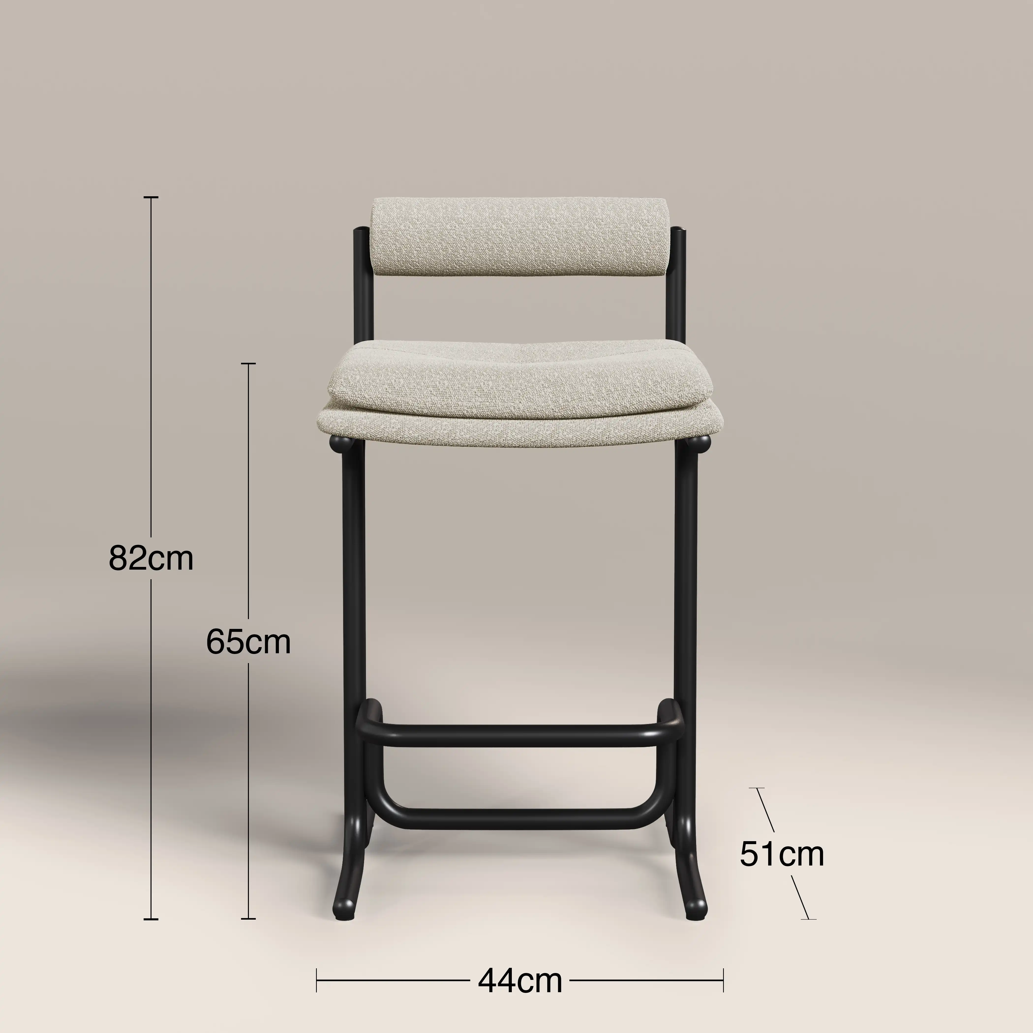 Wilbur Kitchen Stool | Speckled Stone Sustainable Boucle & Black - Image 7