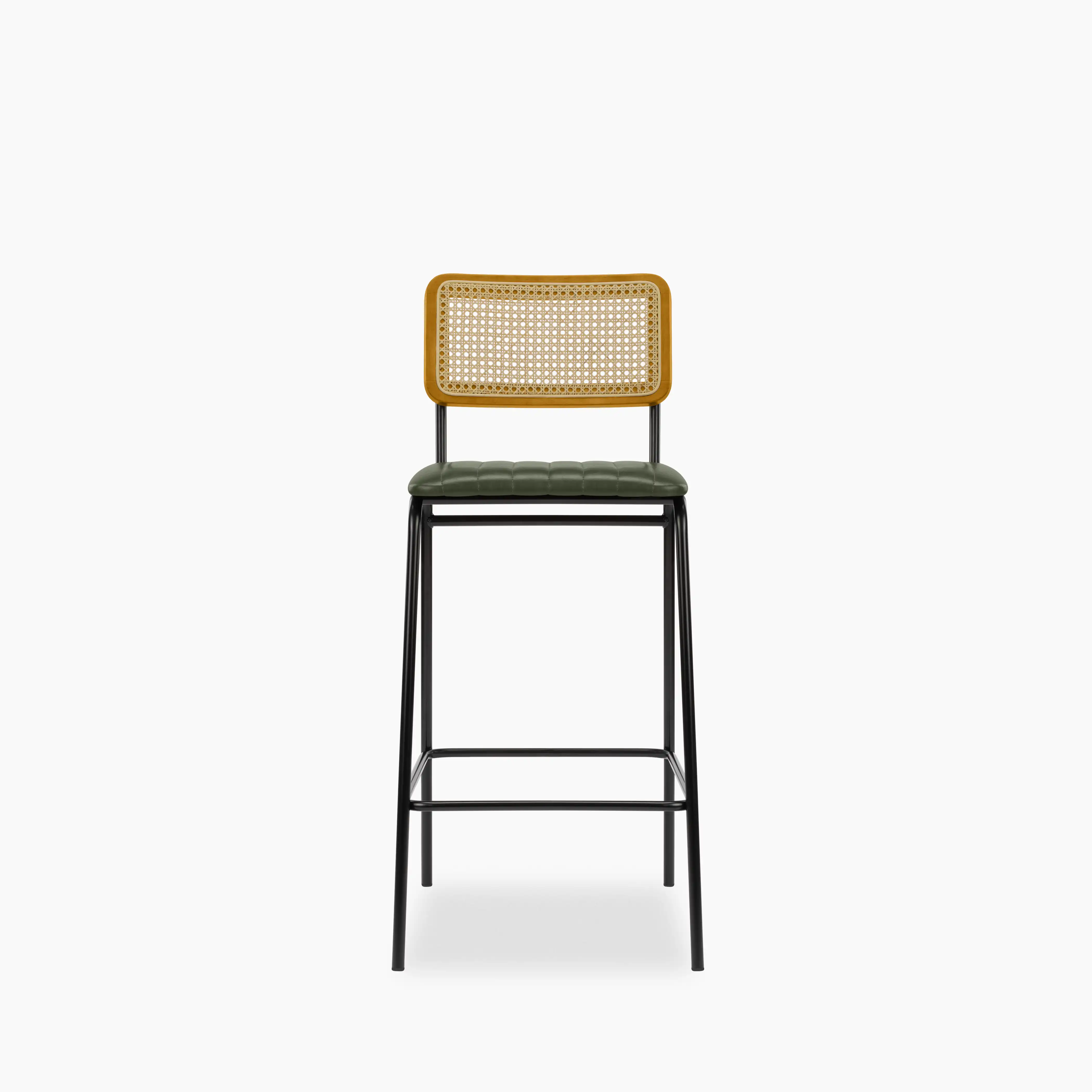 Willis Bar Stool | Vintage Green Faux Leather & Black - Image 2