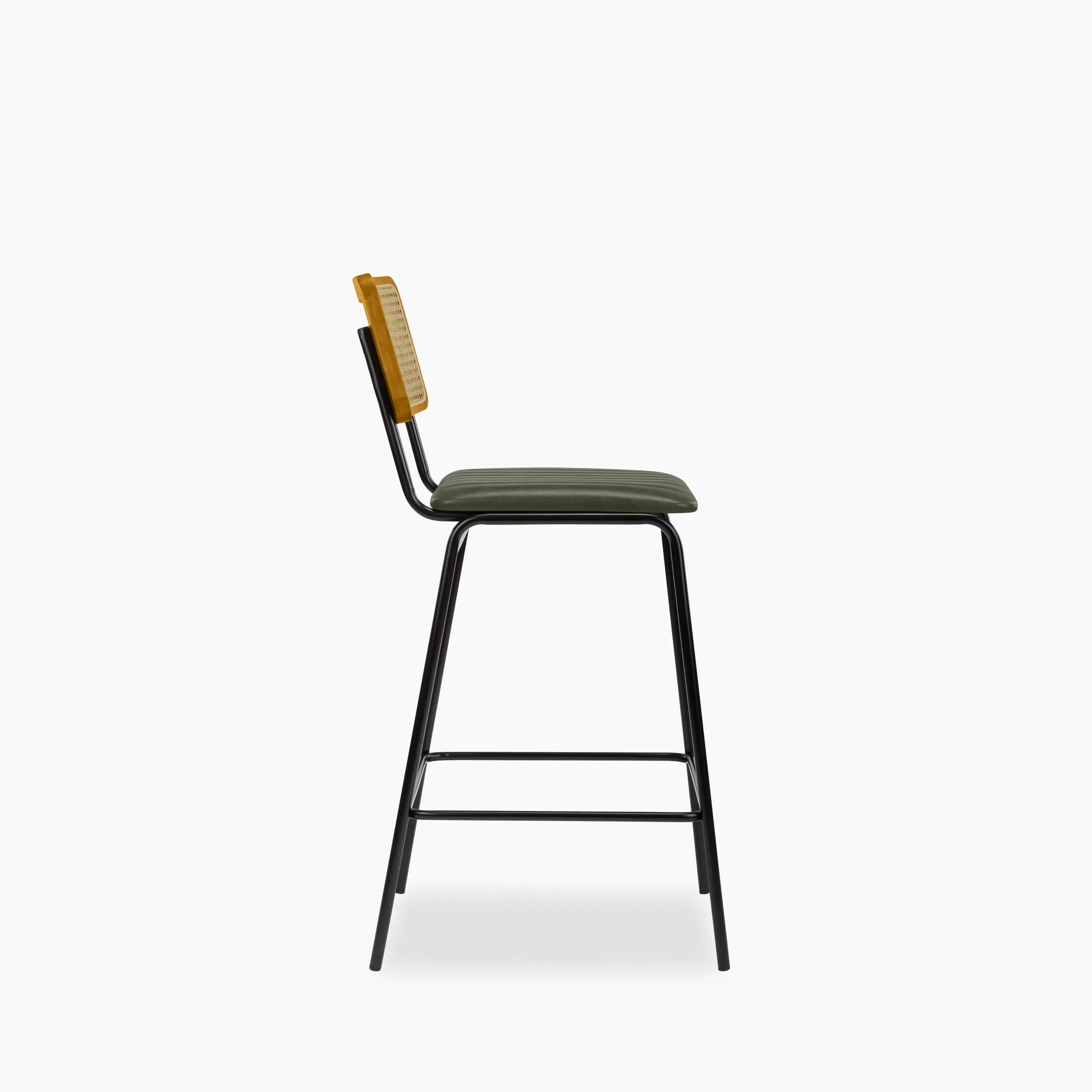 Willis Bar Stool | Vintage Green Faux Leather & Black - Image 3
