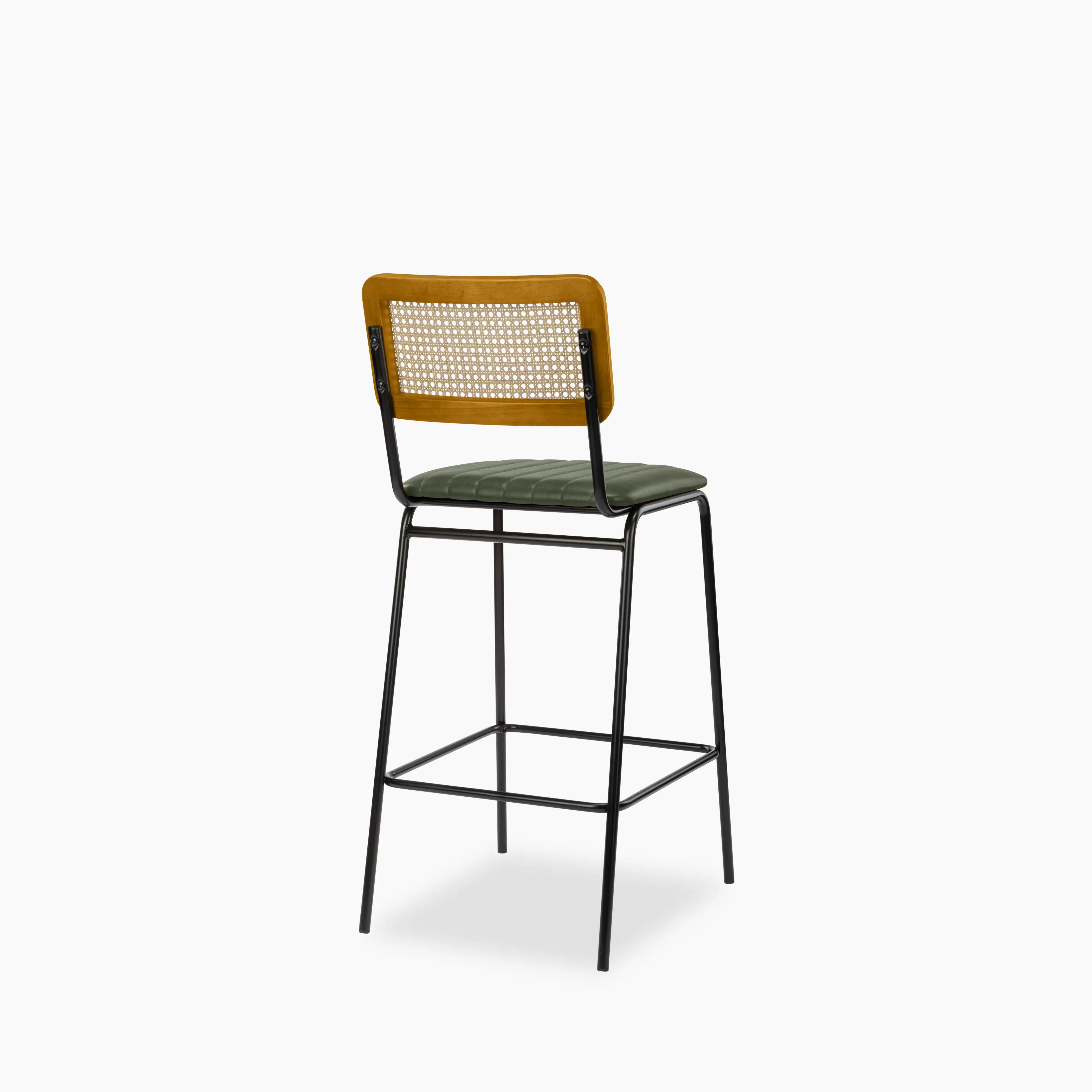 Willis Bar Stool | Vintage Green Faux Leather & Black - Image 5