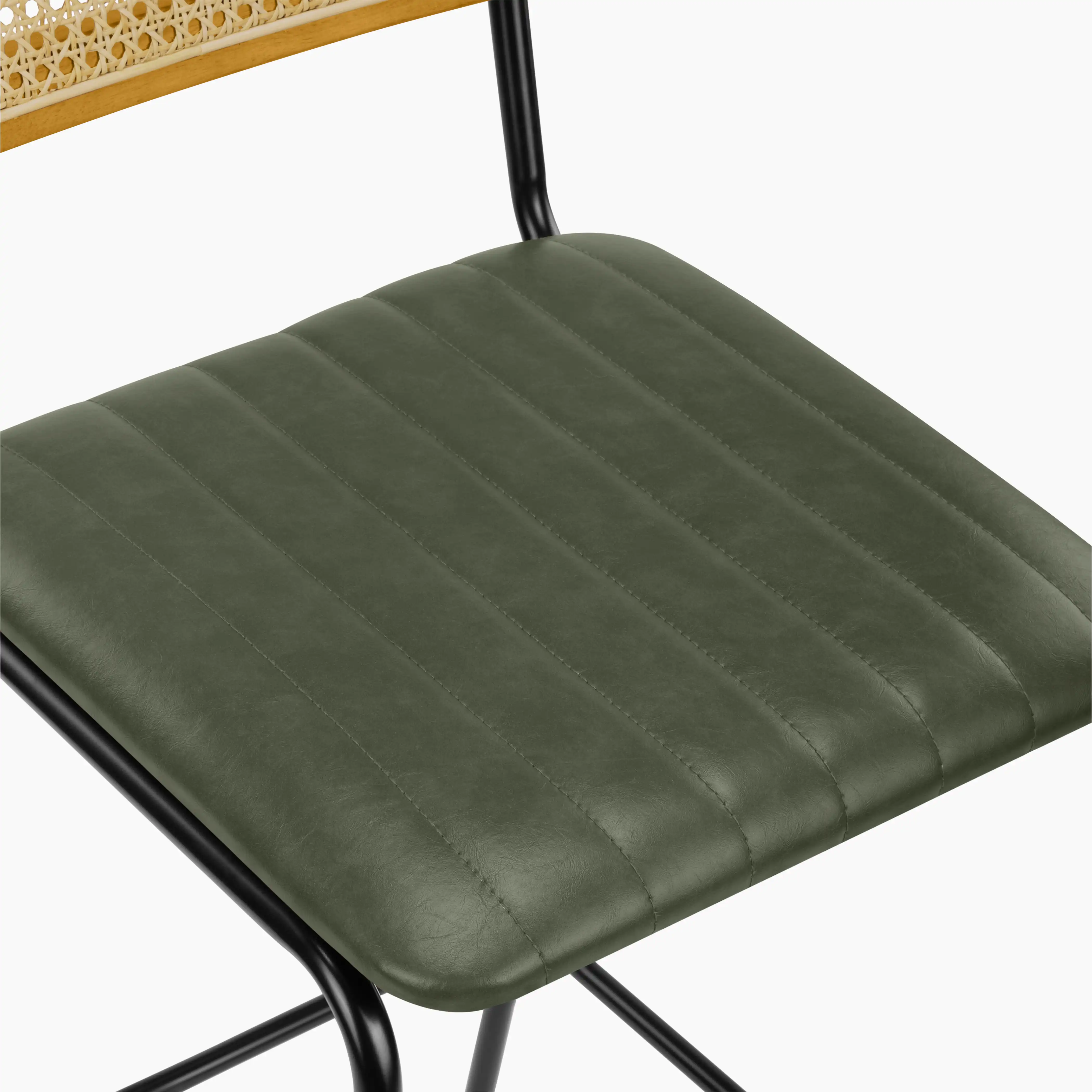 Willis Bar Stool | Vintage Green Faux Leather & Black - Image 6