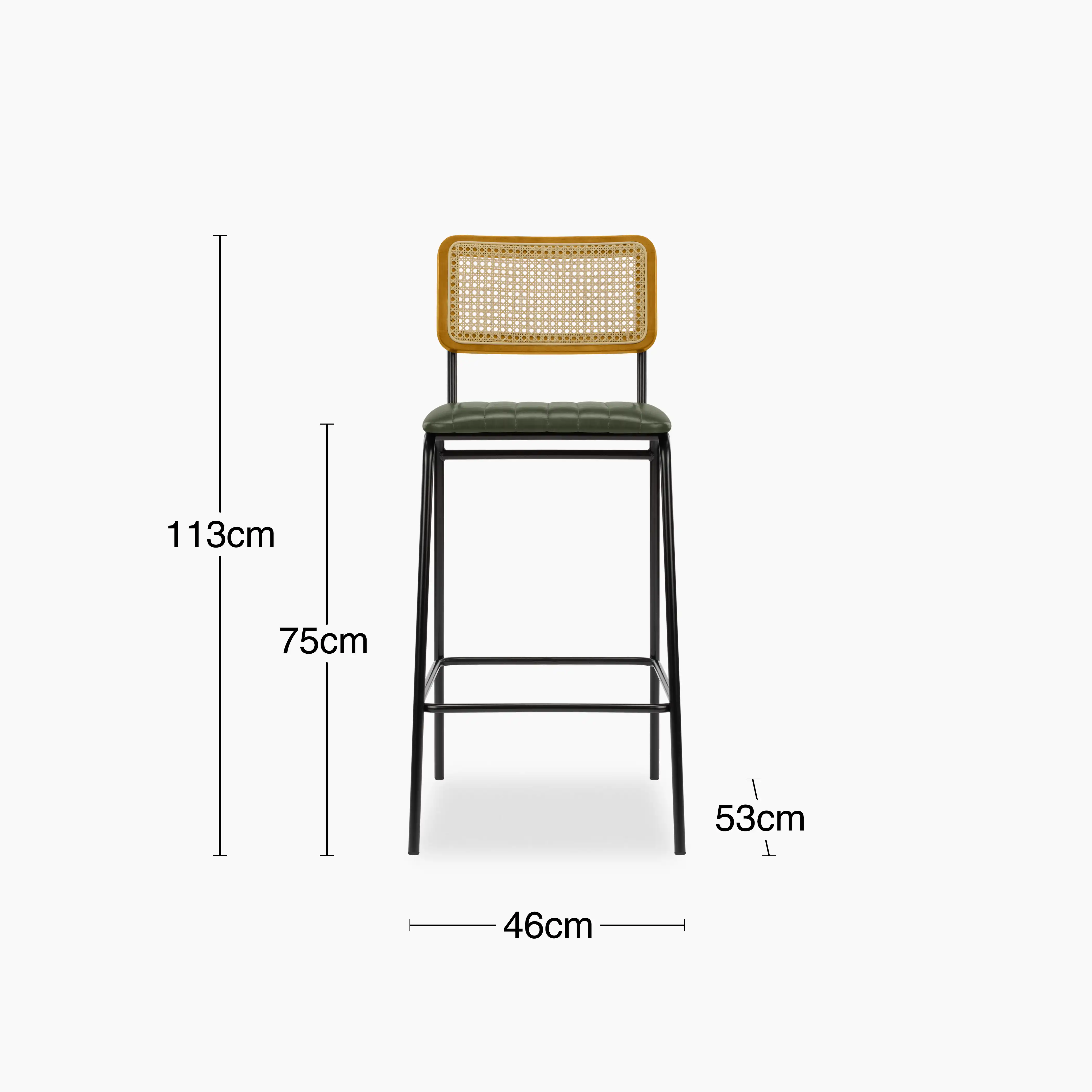 Willis Bar Stool | Vintage Green Faux Leather & Black - Image 7