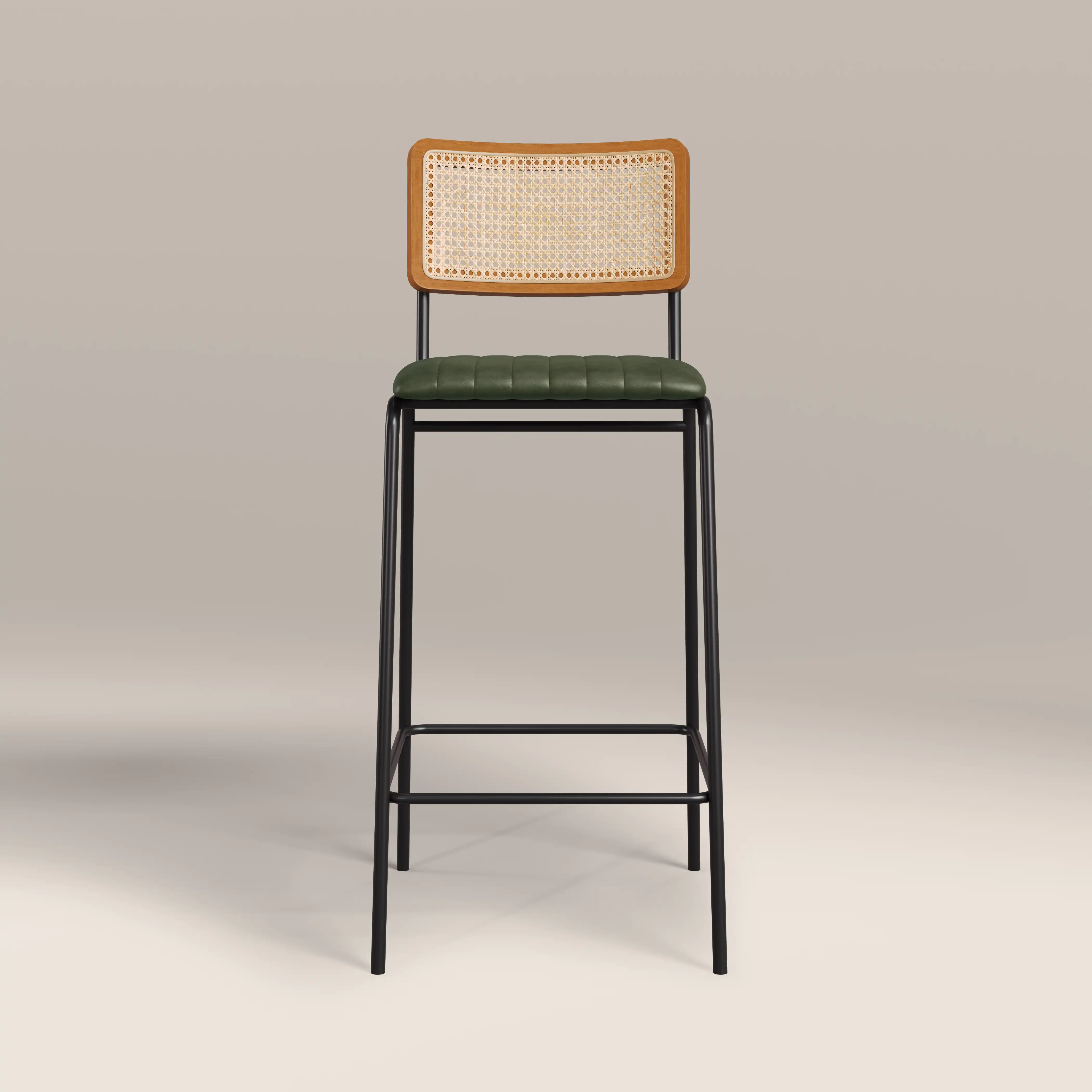 Willis Bar Stool | Vintage Green Faux Leather & Black - Image 3