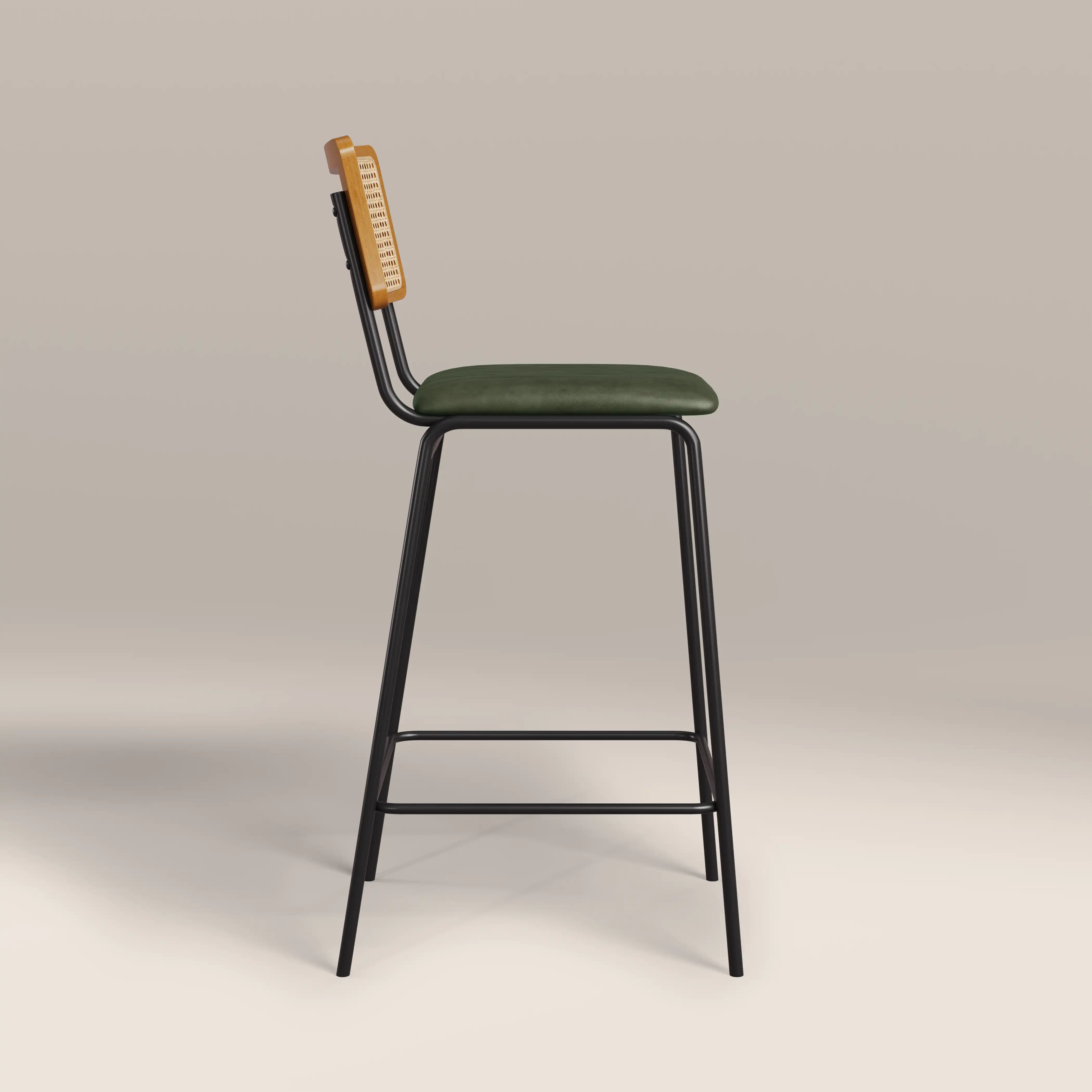 Willis Bar Stool | Vintage Green Faux Leather & Black - Image 4