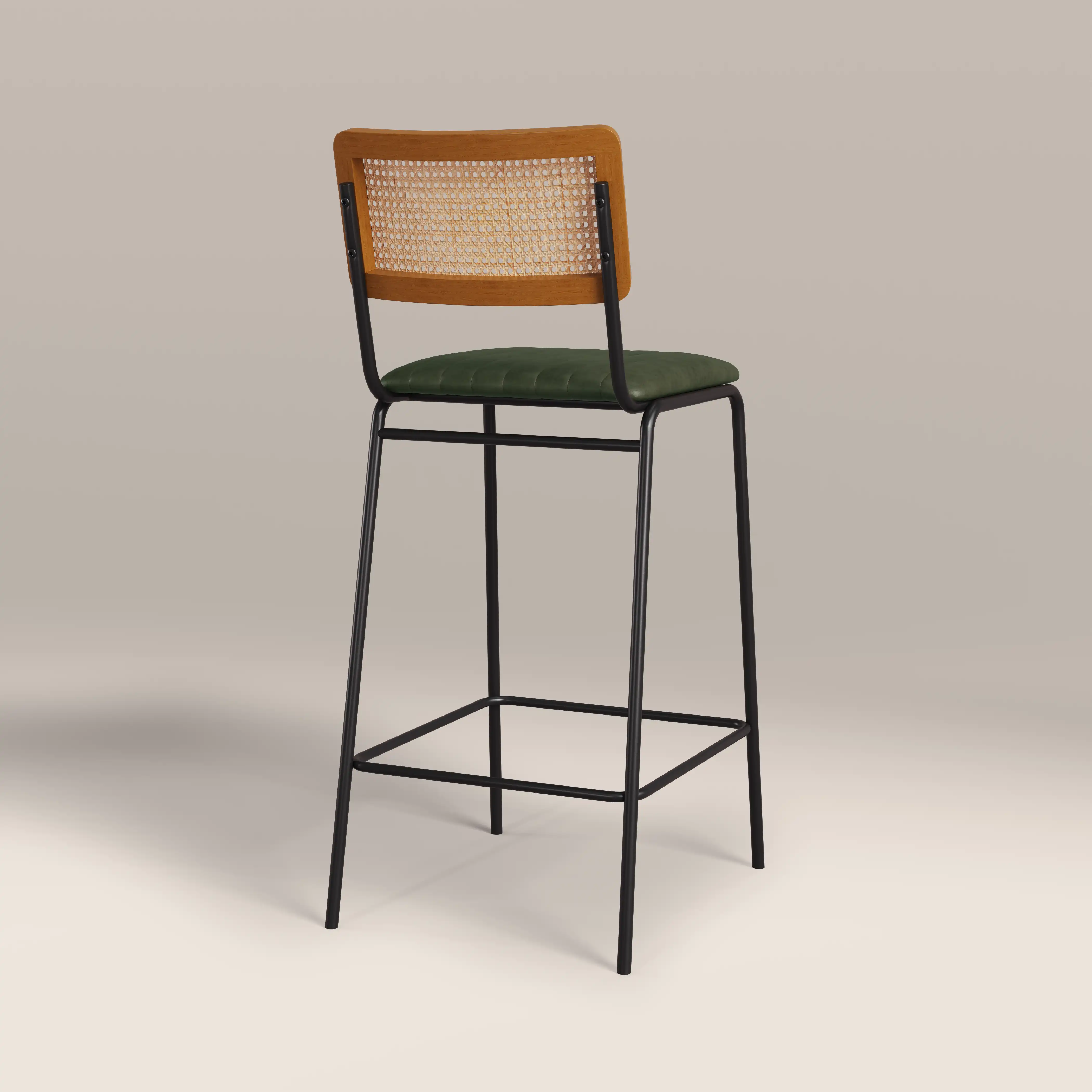 Willis Bar Stool | Vintage Green Faux Leather & Black - Image 6