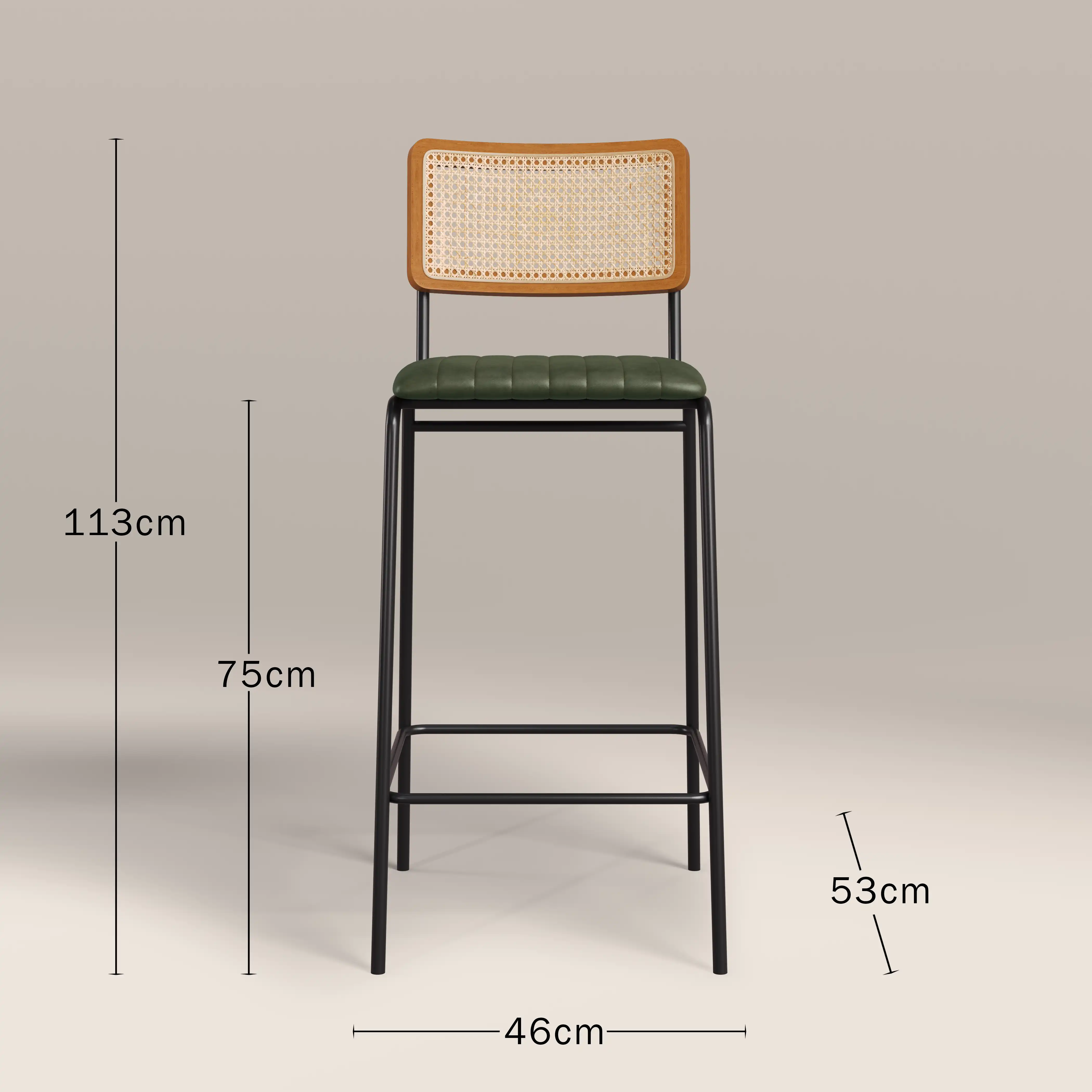 Willis Bar Stool | Vintage Green Faux Leather & Black - Image 8