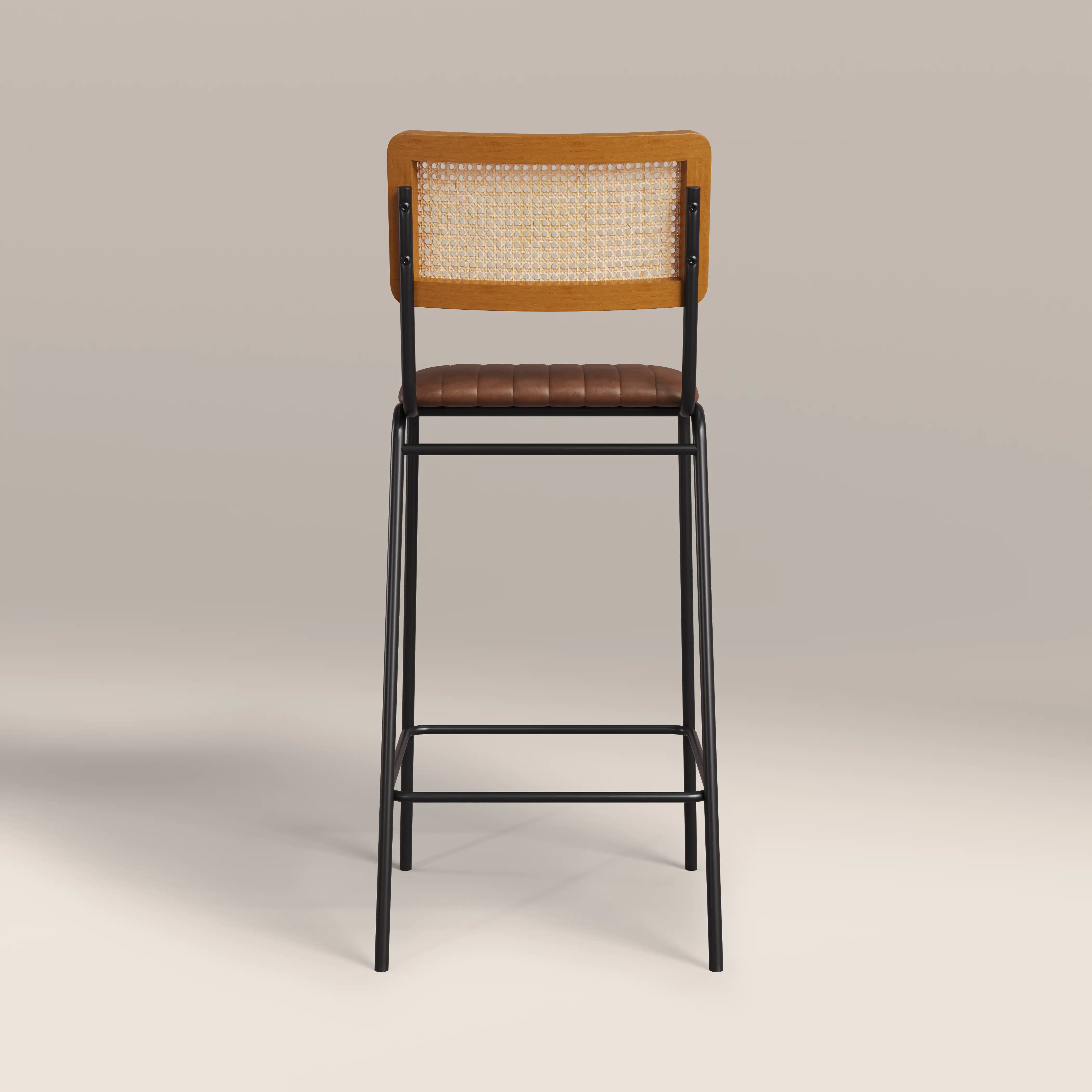 Willis Bar Stool | Vintage Tan Faux Leather & Black - Image 5