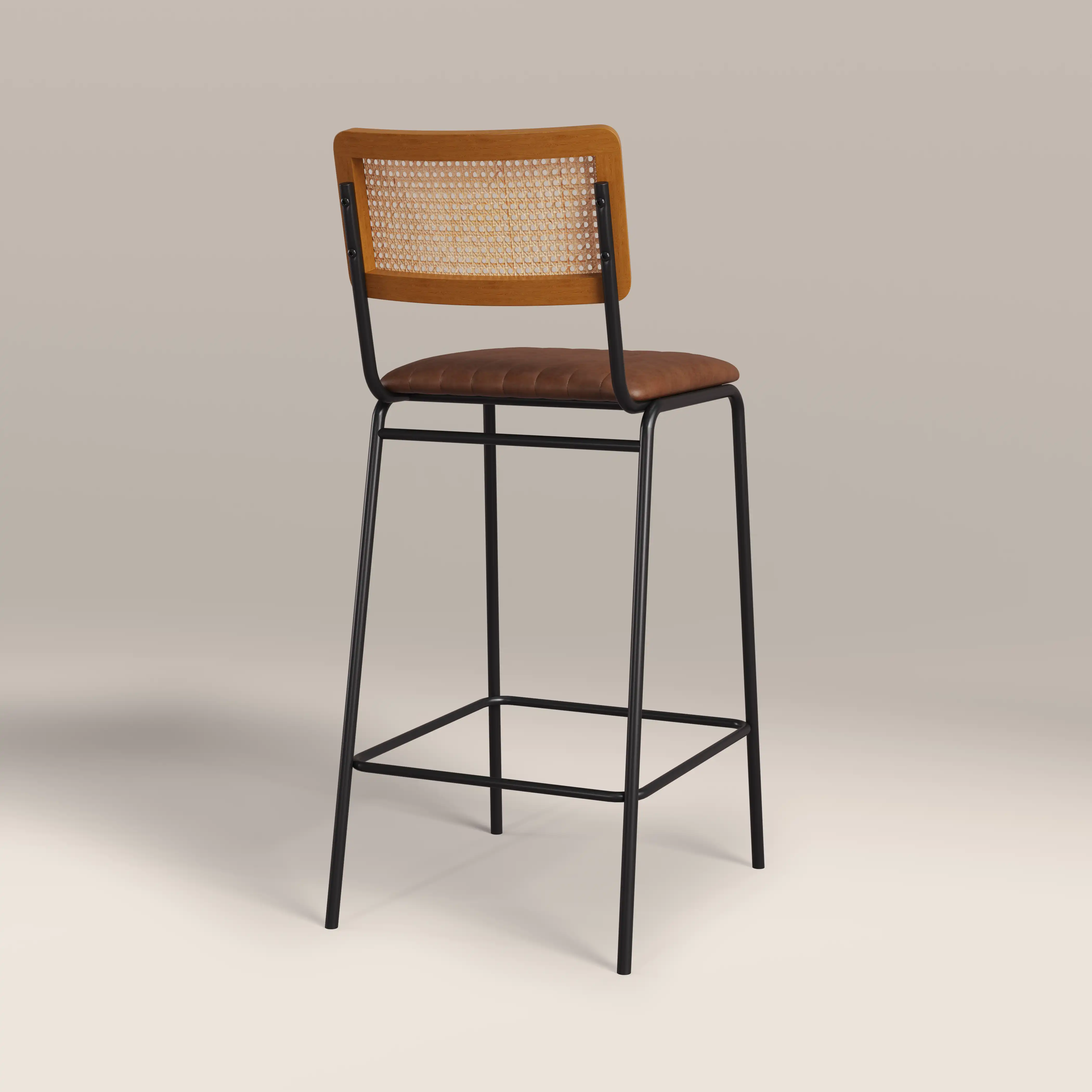 Willis Bar Stool | Vintage Tan Faux Leather & Black - Image 6