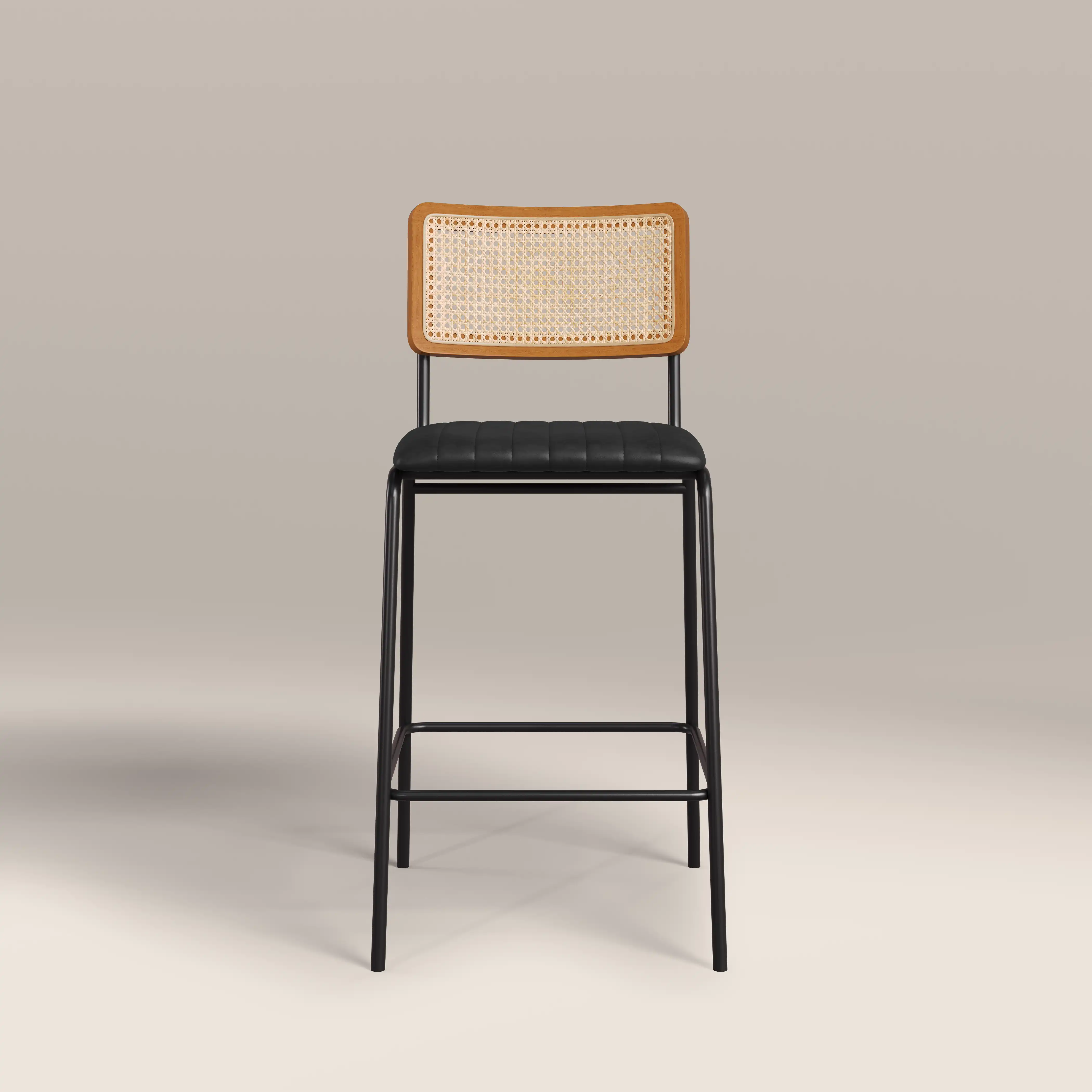 Willis Kitchen Stool | Vintage Black Faux Leather & Black - Image 2
